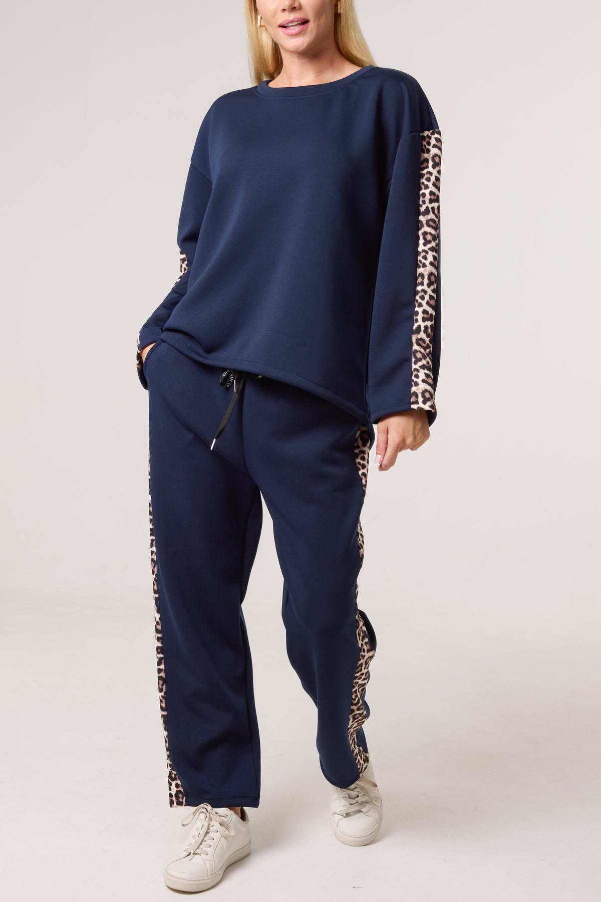 Leopard Print Detail Tracksuit Set
