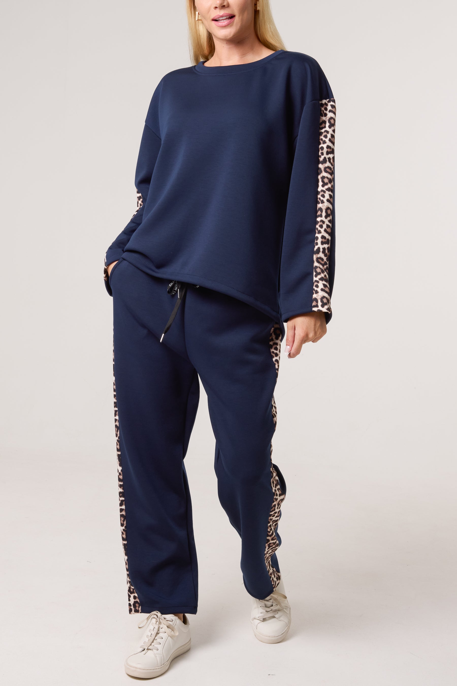 Leopard Print Detail Tracksuit Set