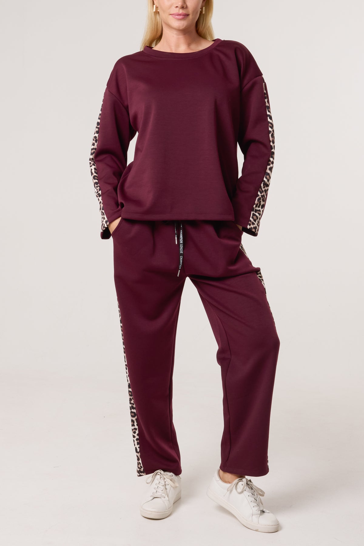 Leopard Print Detail Tracksuit Set