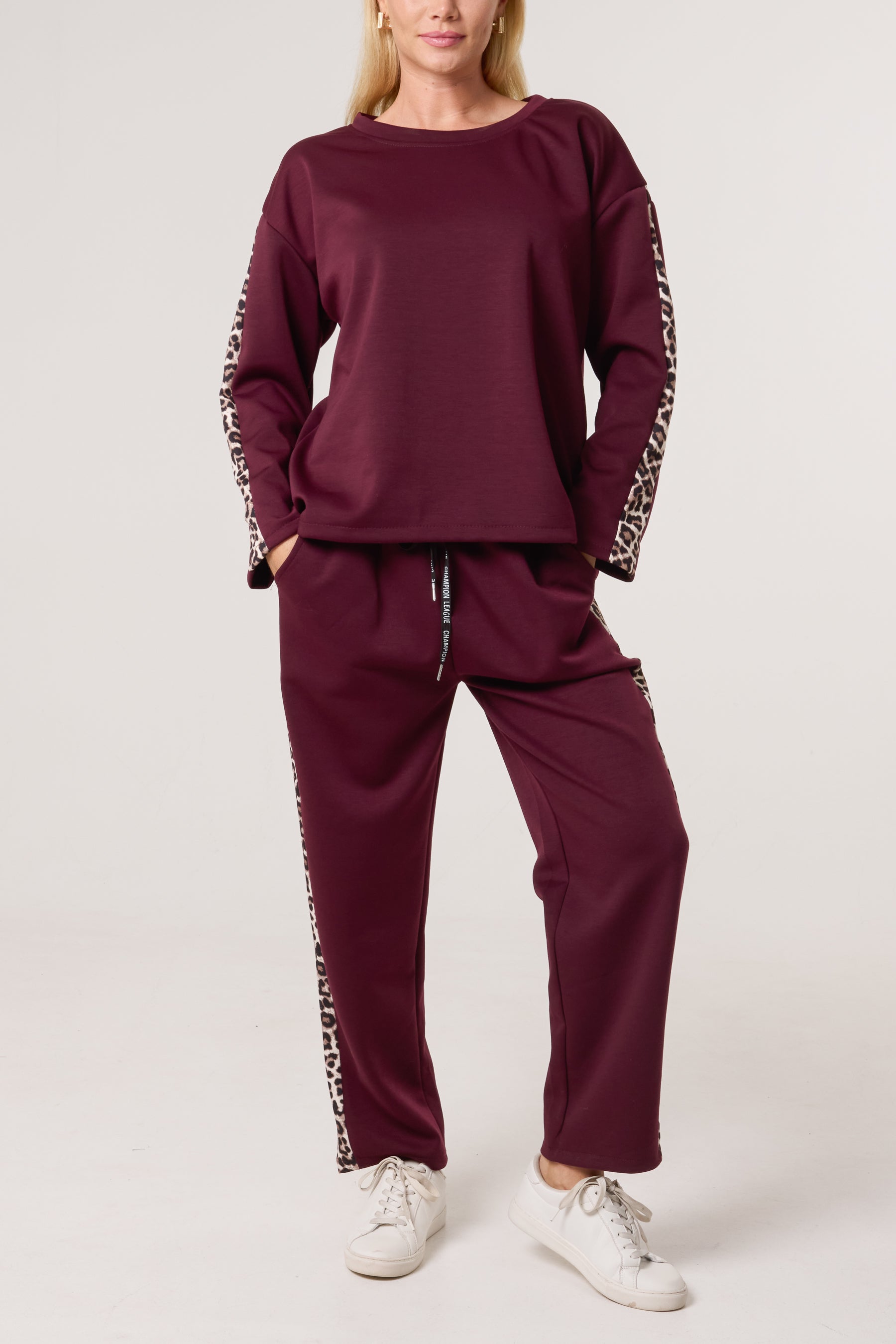 Leopard Print Detail Tracksuit Set