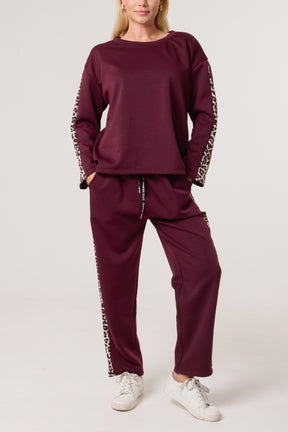 Leopard Print Detail Tracksuit Set