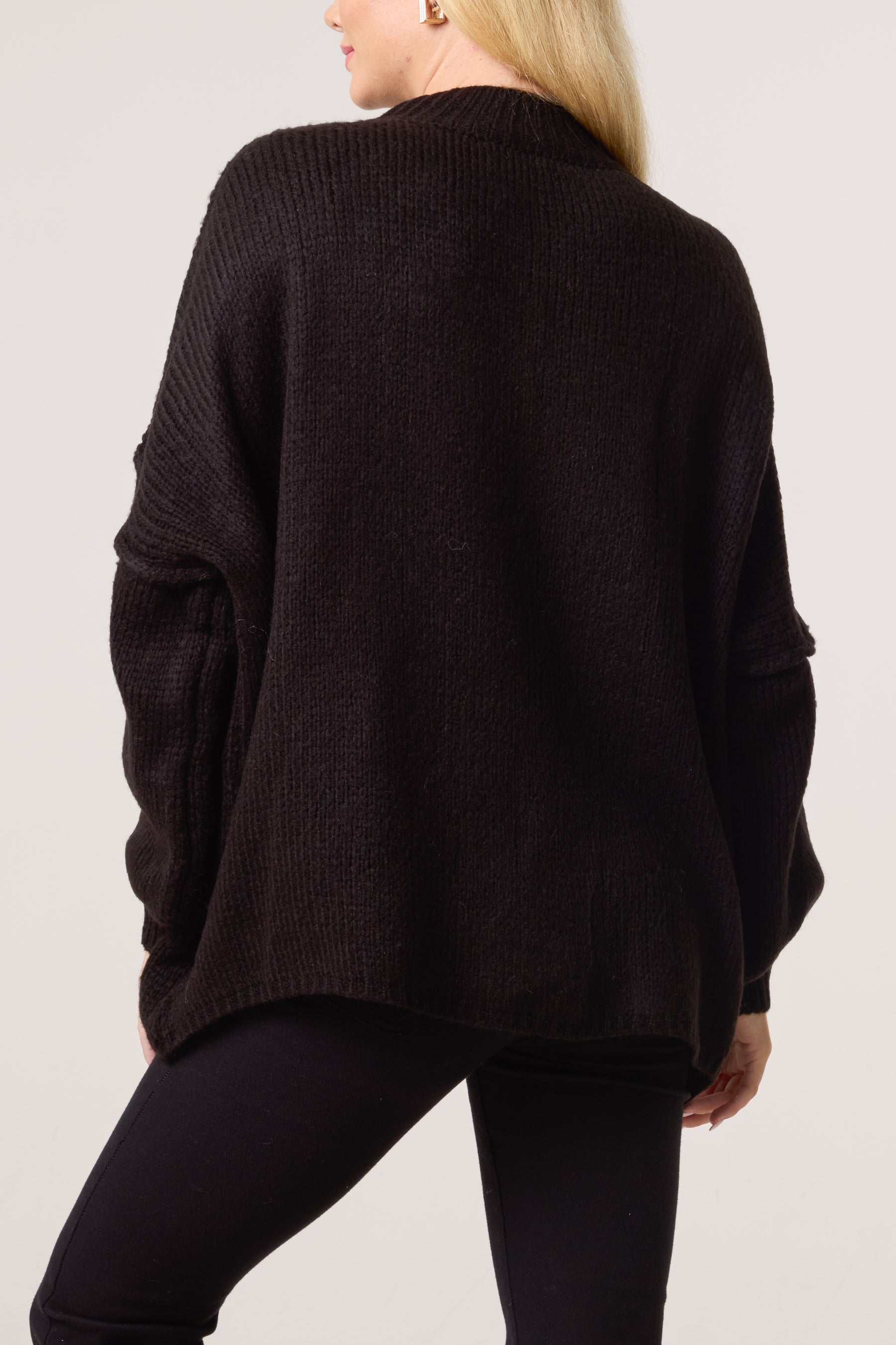 High Neck Wool Blend Cardigan