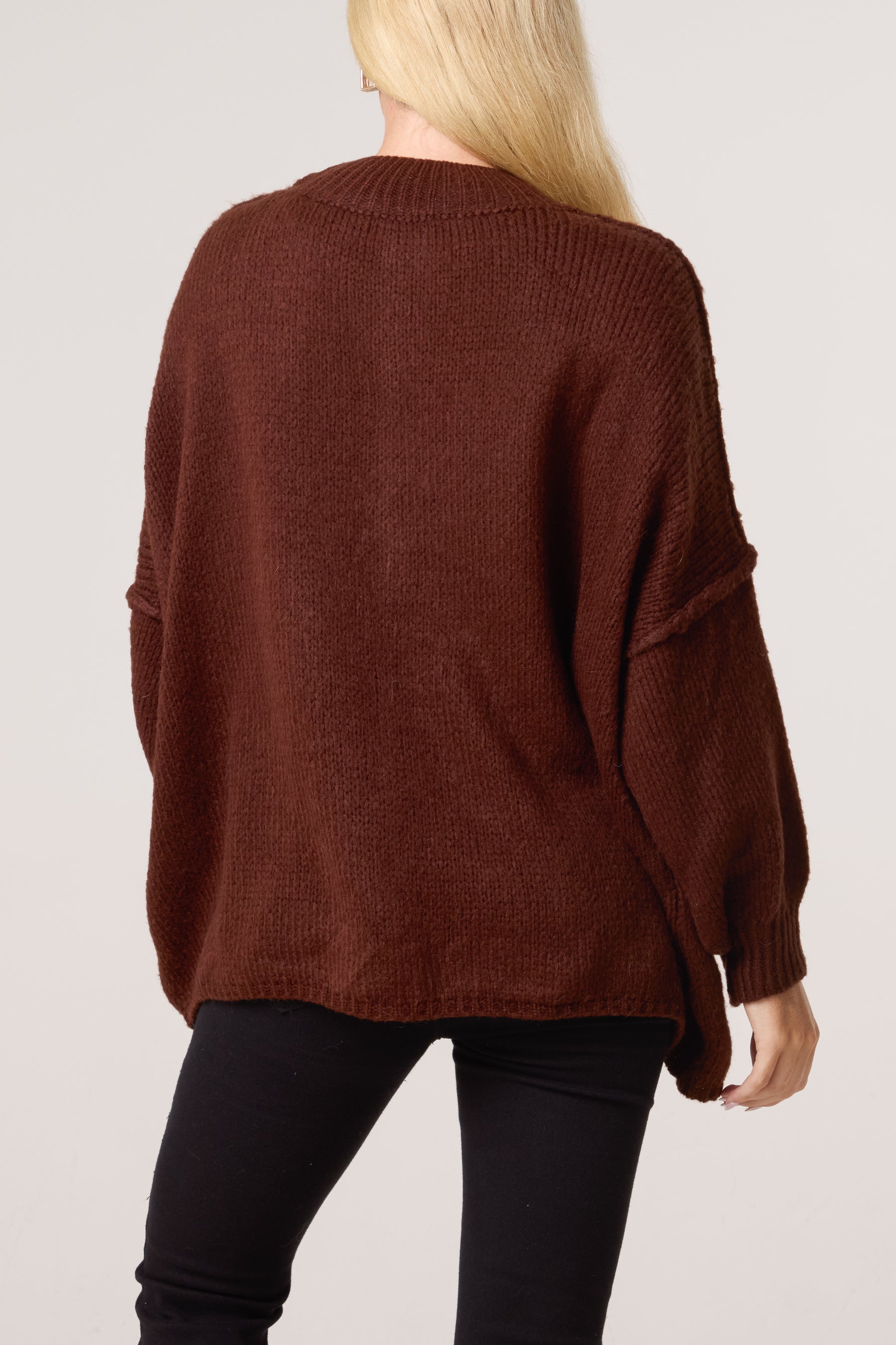 High Neck Wool Blend Cardigan