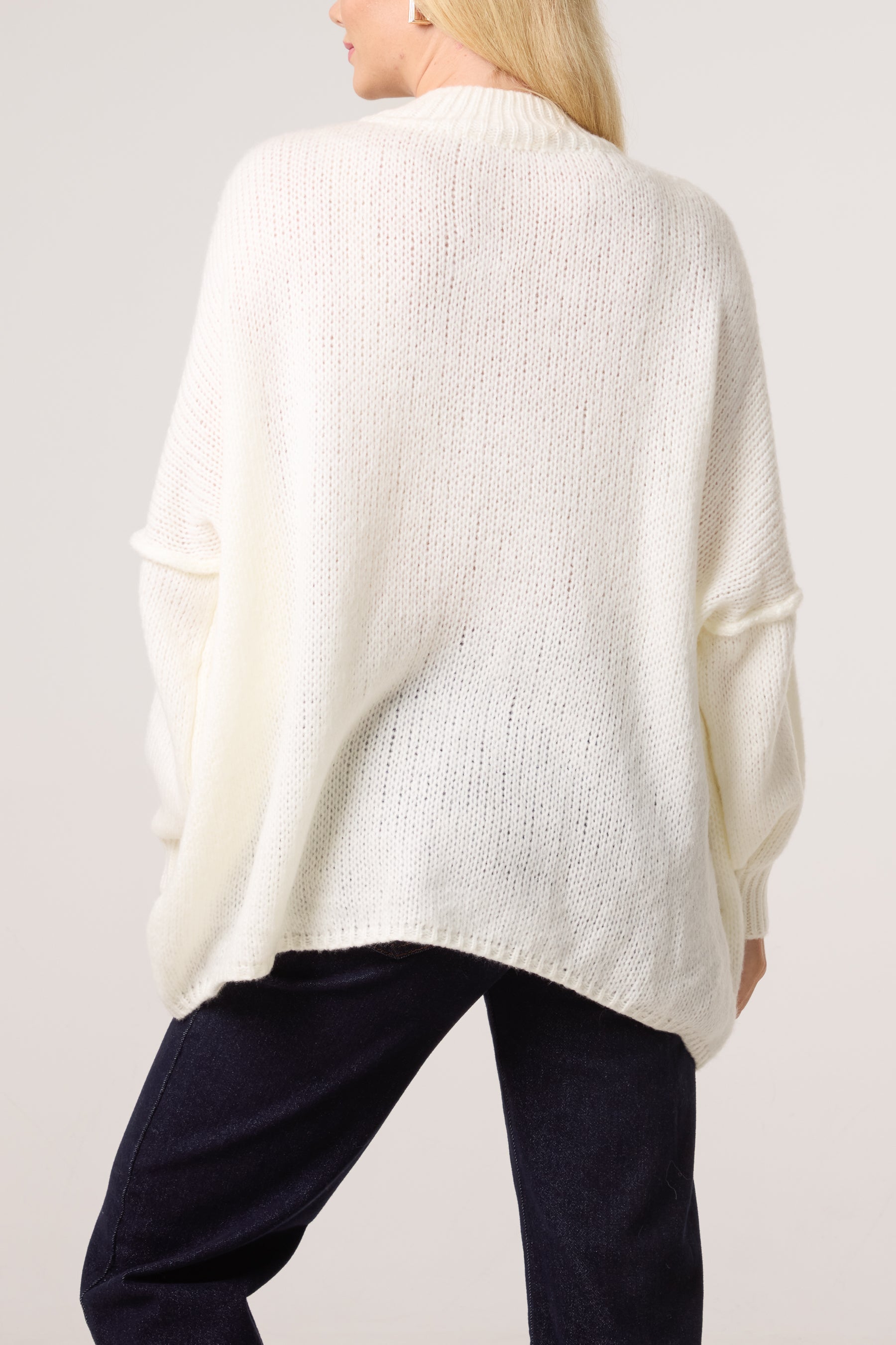 High Neck Wool Blend Cardigan