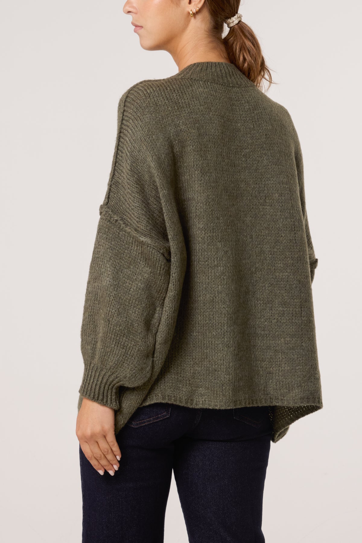 High Neck Wool Blend Cardigan