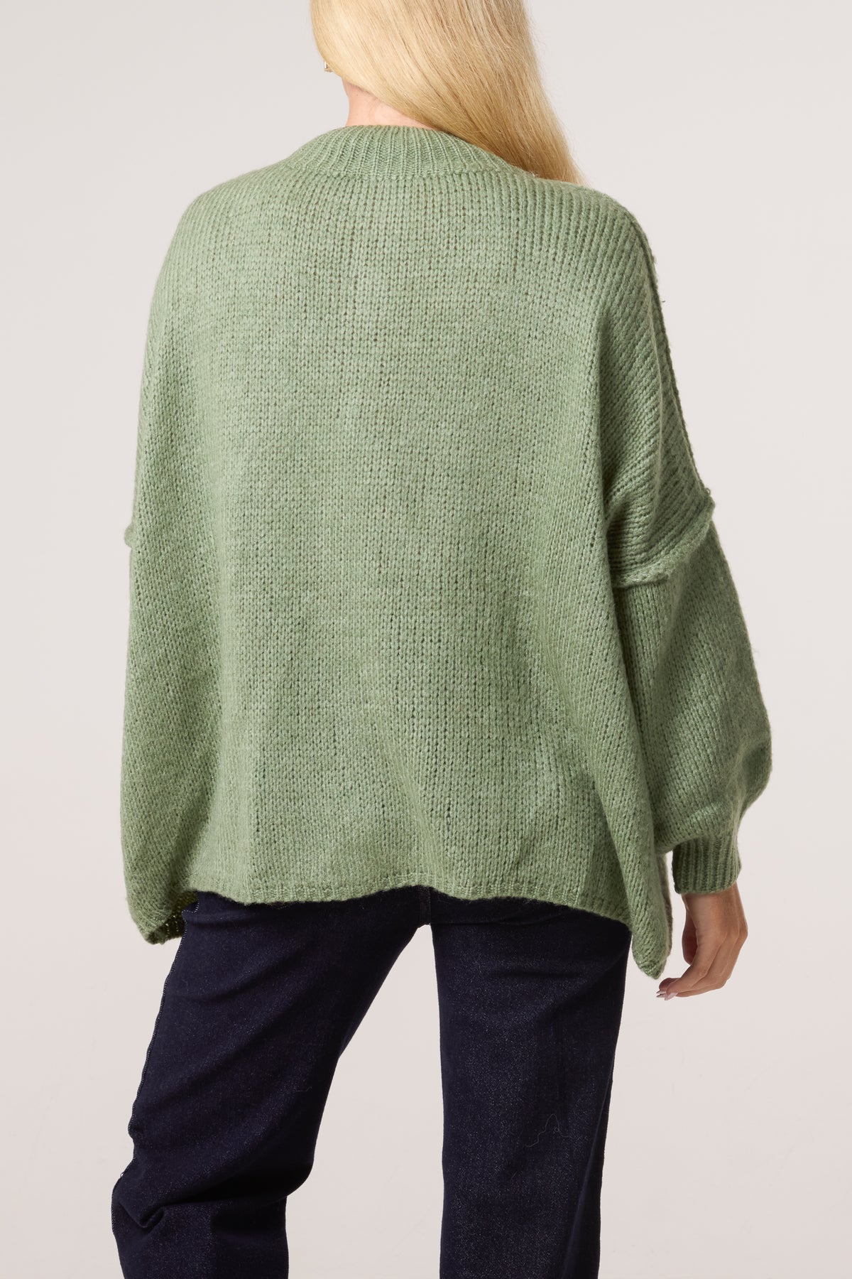 High Neck Wool Blend Cardigan