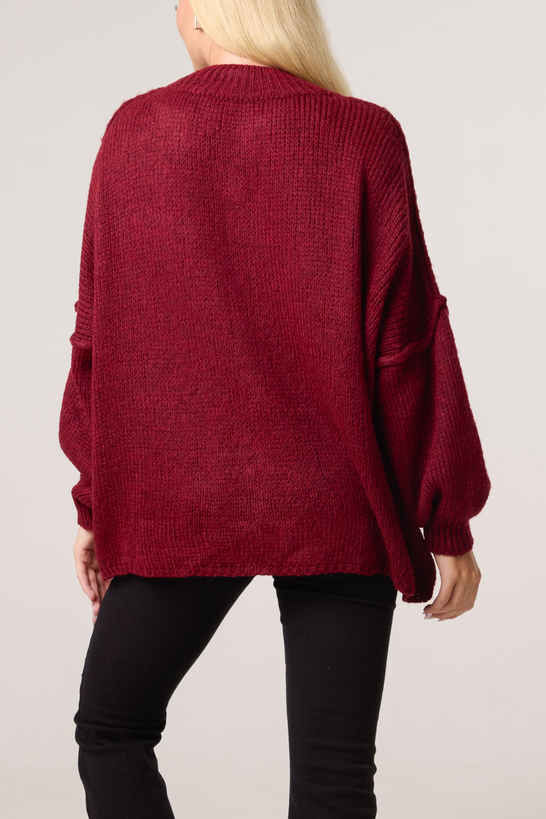 High Neck Wool Blend Cardigan