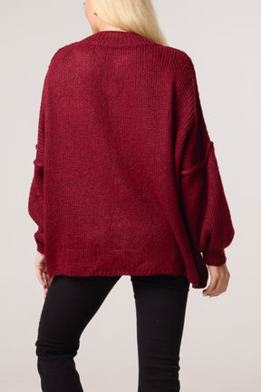 High Neck Wool Blend Cardigan