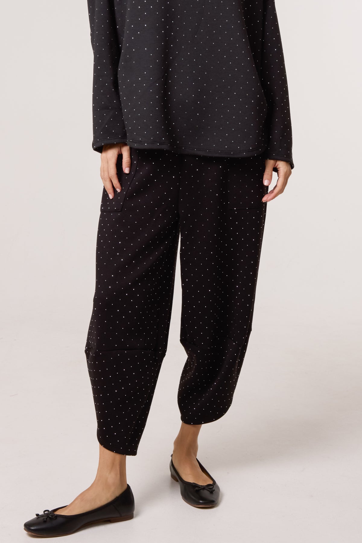 Diamante Soft Touch Barrel Trousers