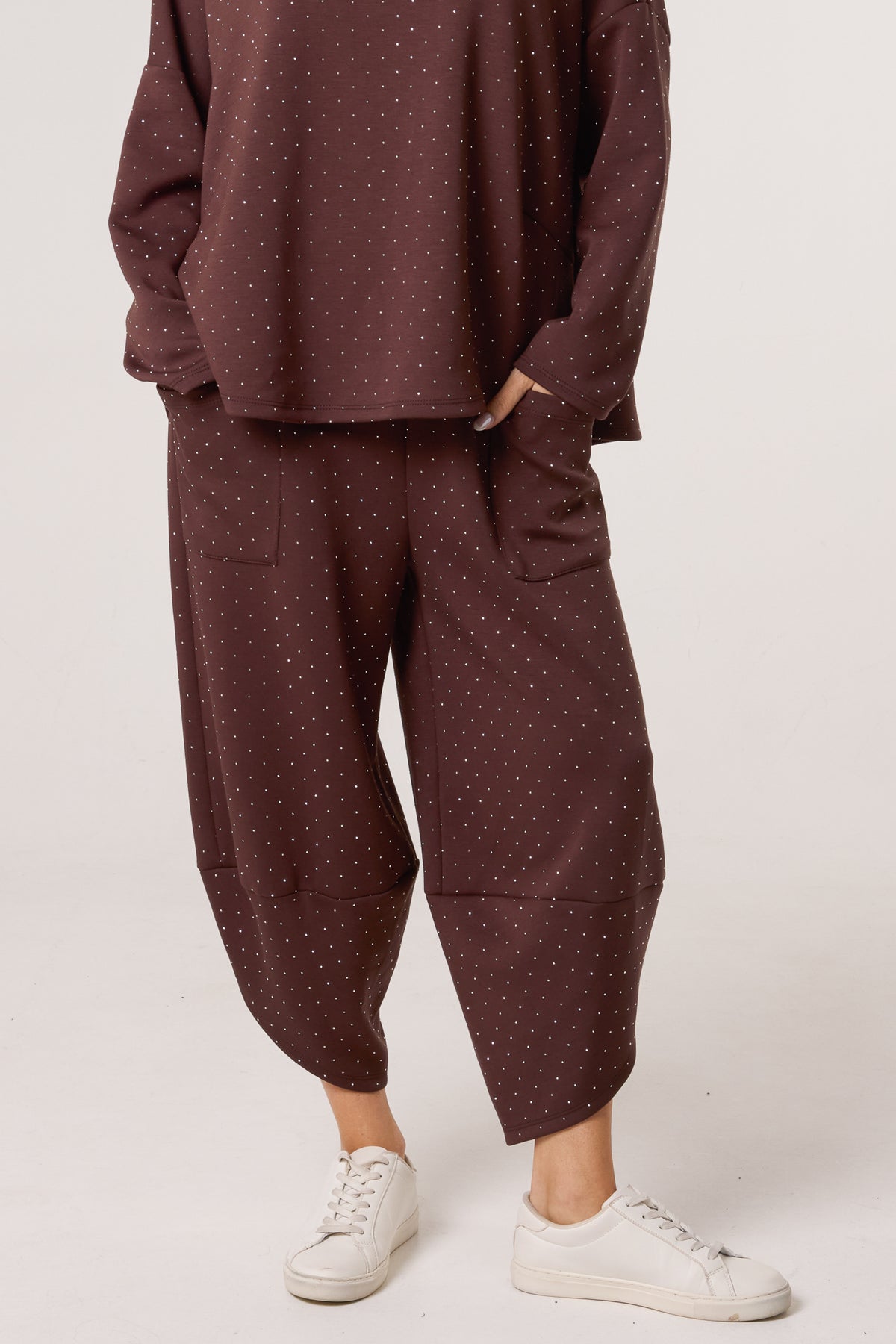 Diamante Soft Touch Barrel Trousers