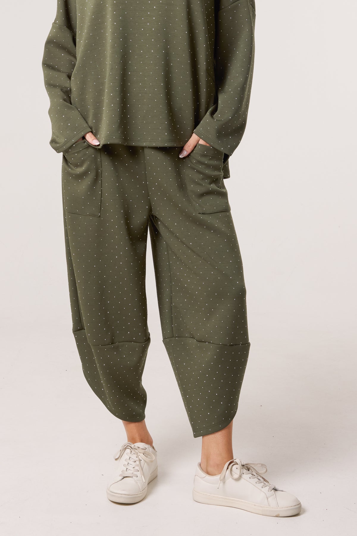Diamante Soft Touch Barrel Trousers