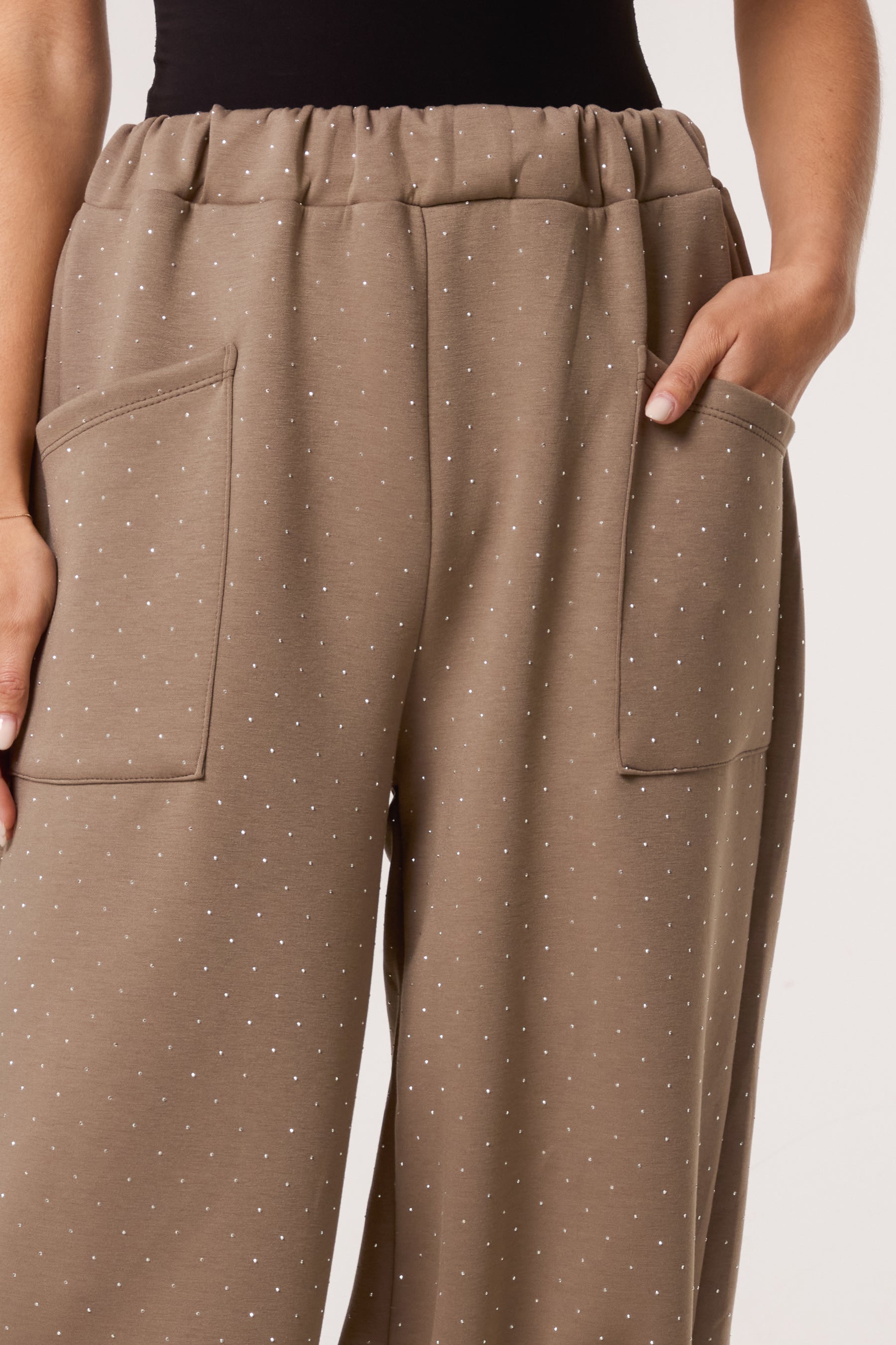Diamante Soft Touch Barrel Trousers