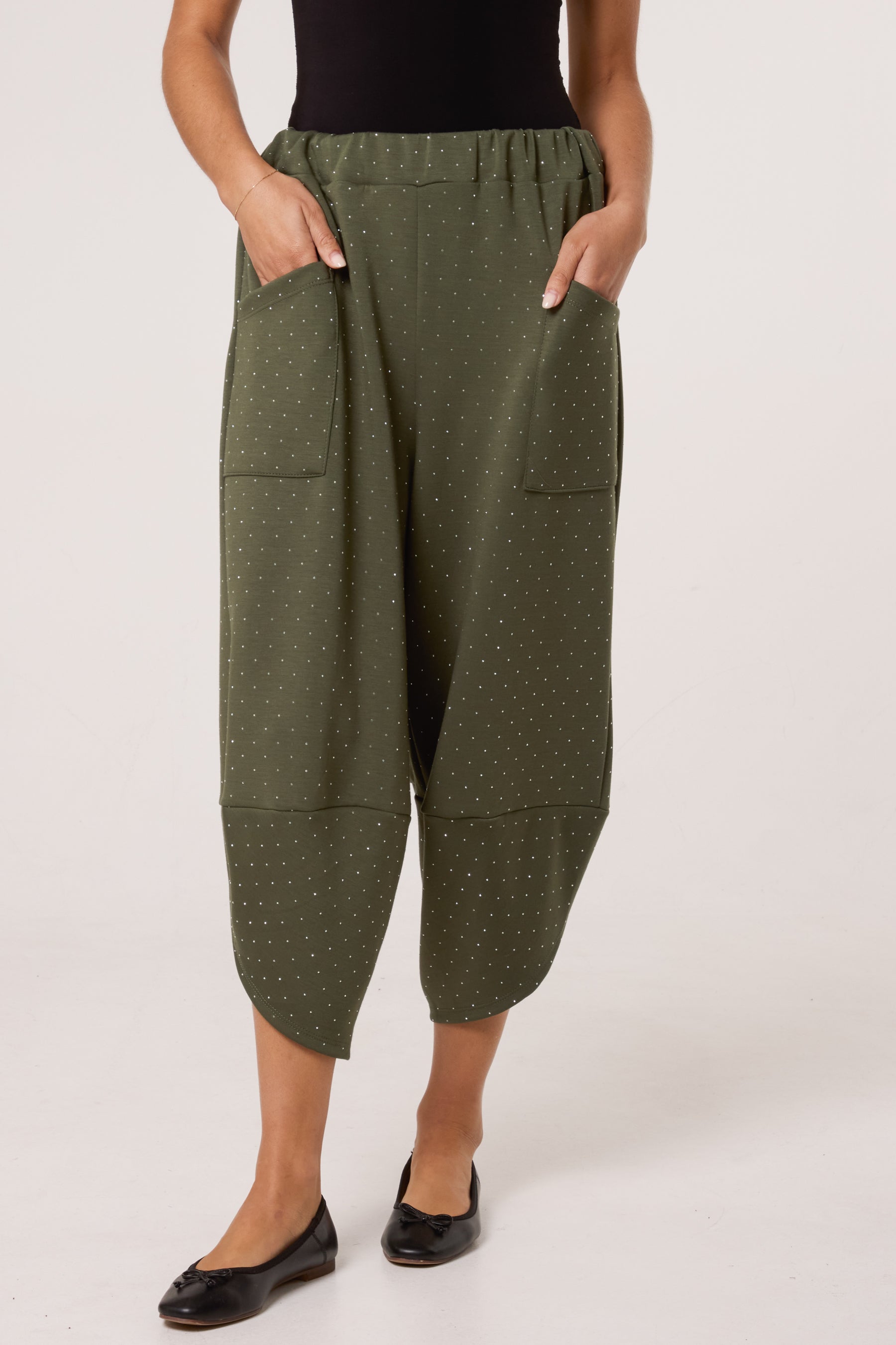 Diamante Soft Touch Barrel Trousers