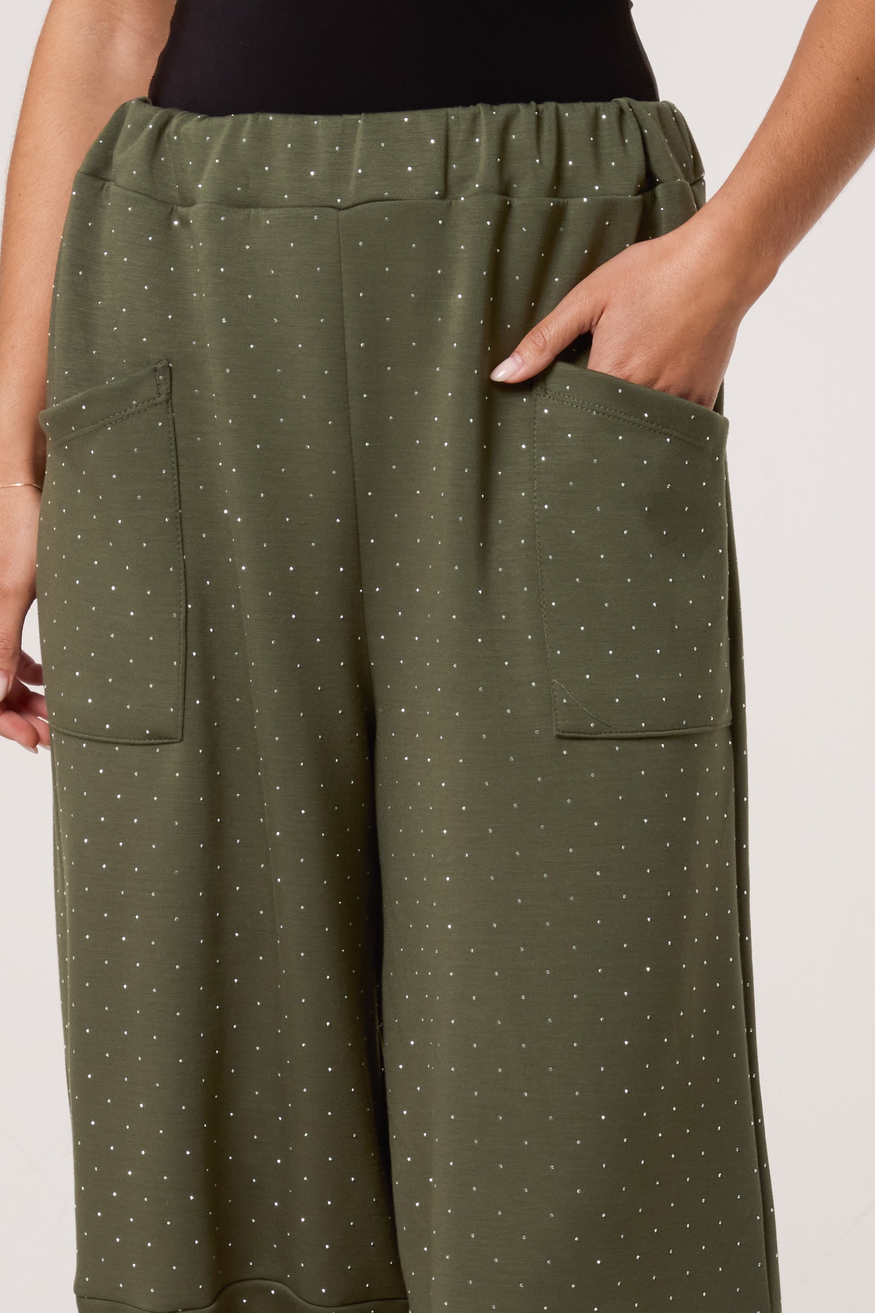 Diamante Soft Touch Barrel Trousers