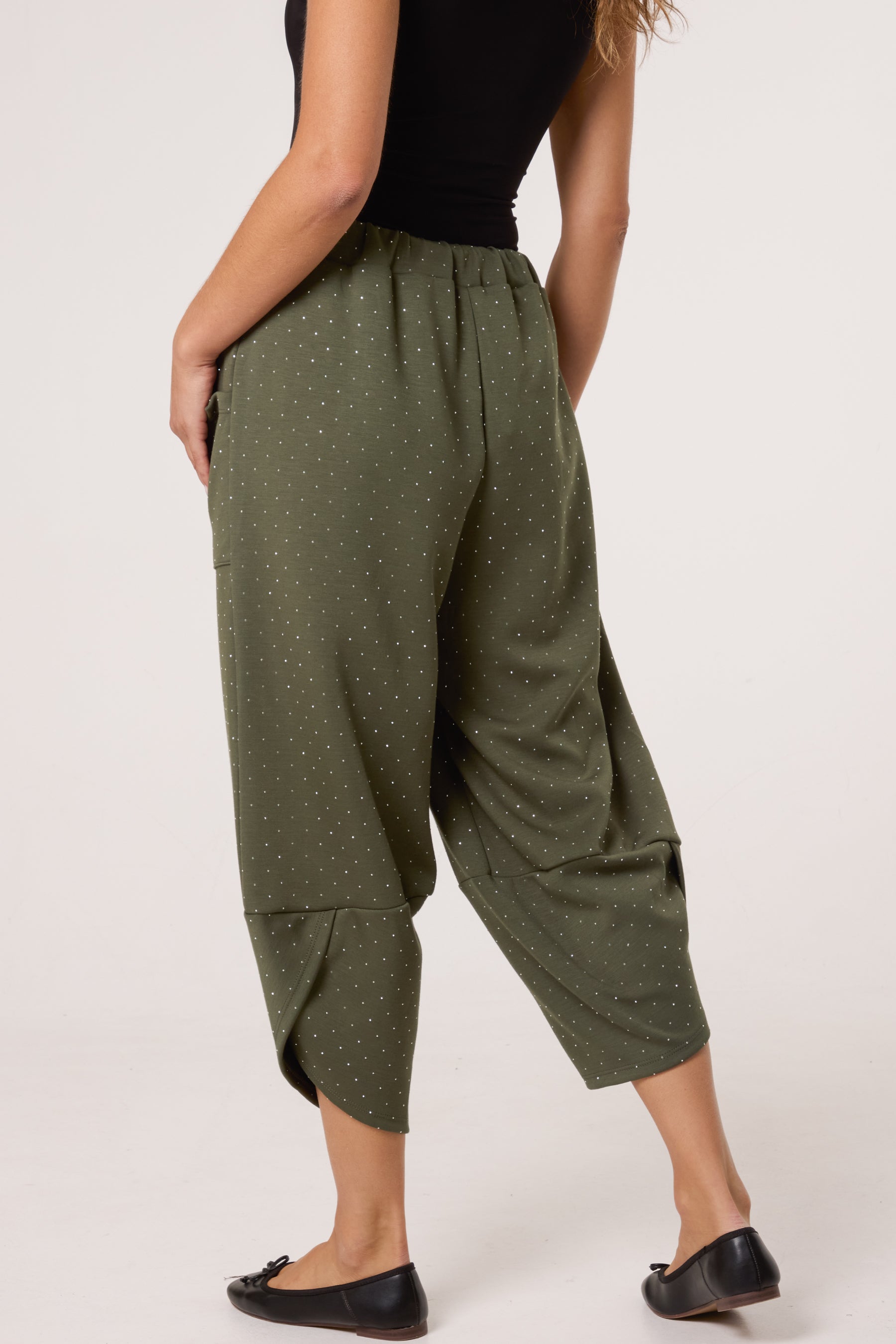 Diamante Soft Touch Barrel Trousers