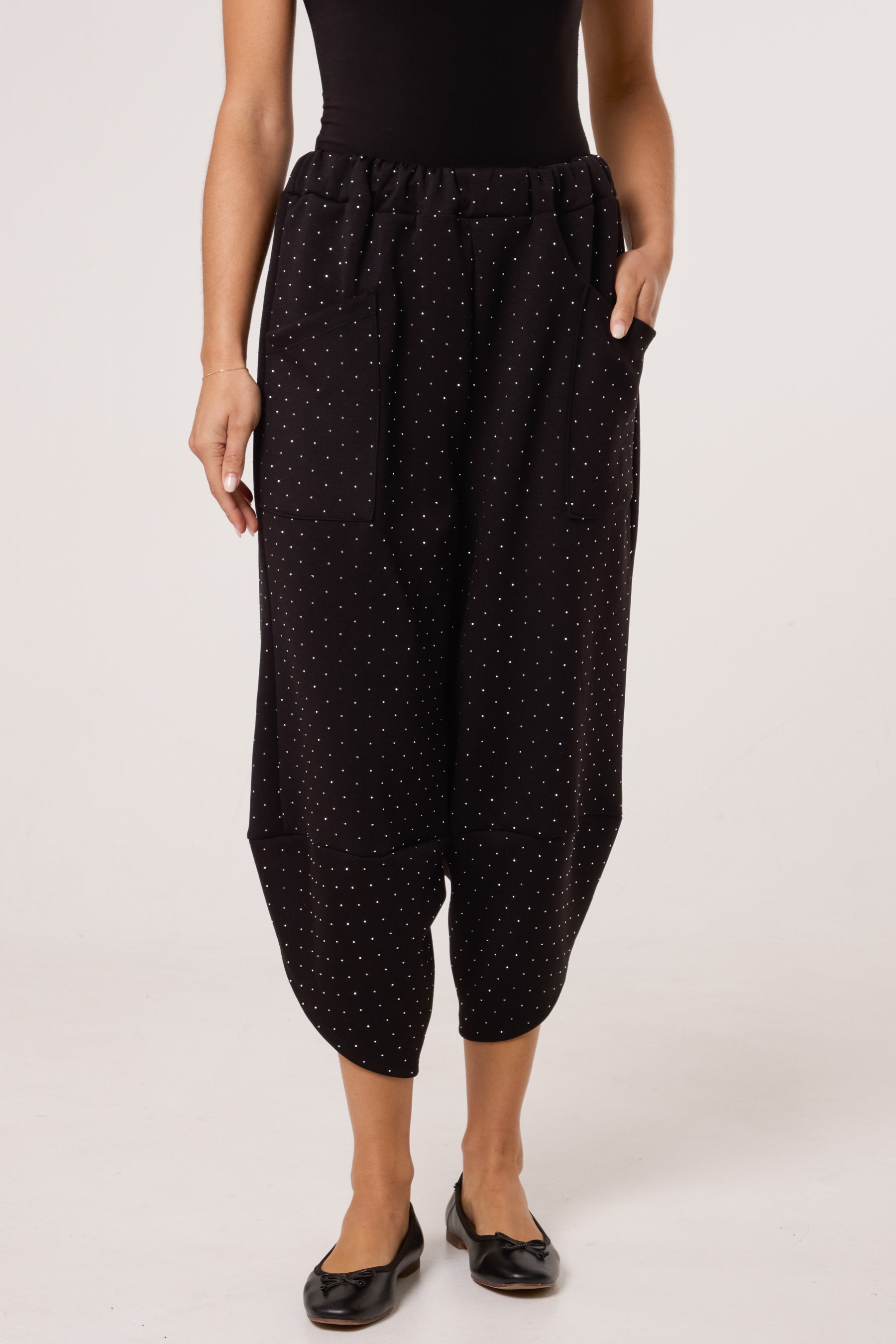 Diamante Soft Touch Barrel Trousers