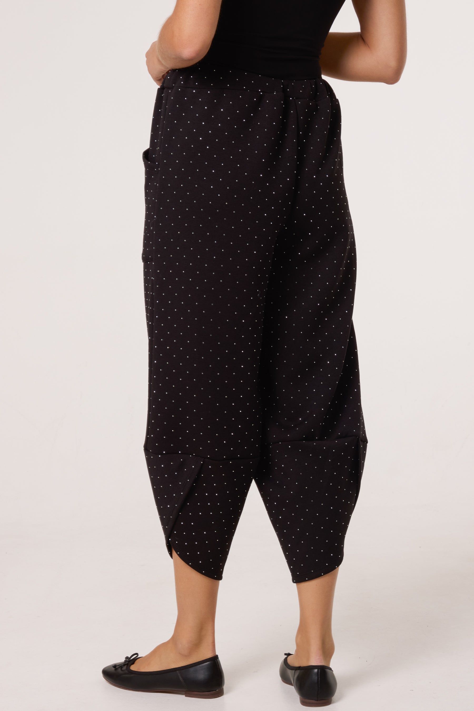Diamante Soft Touch Barrel Trousers