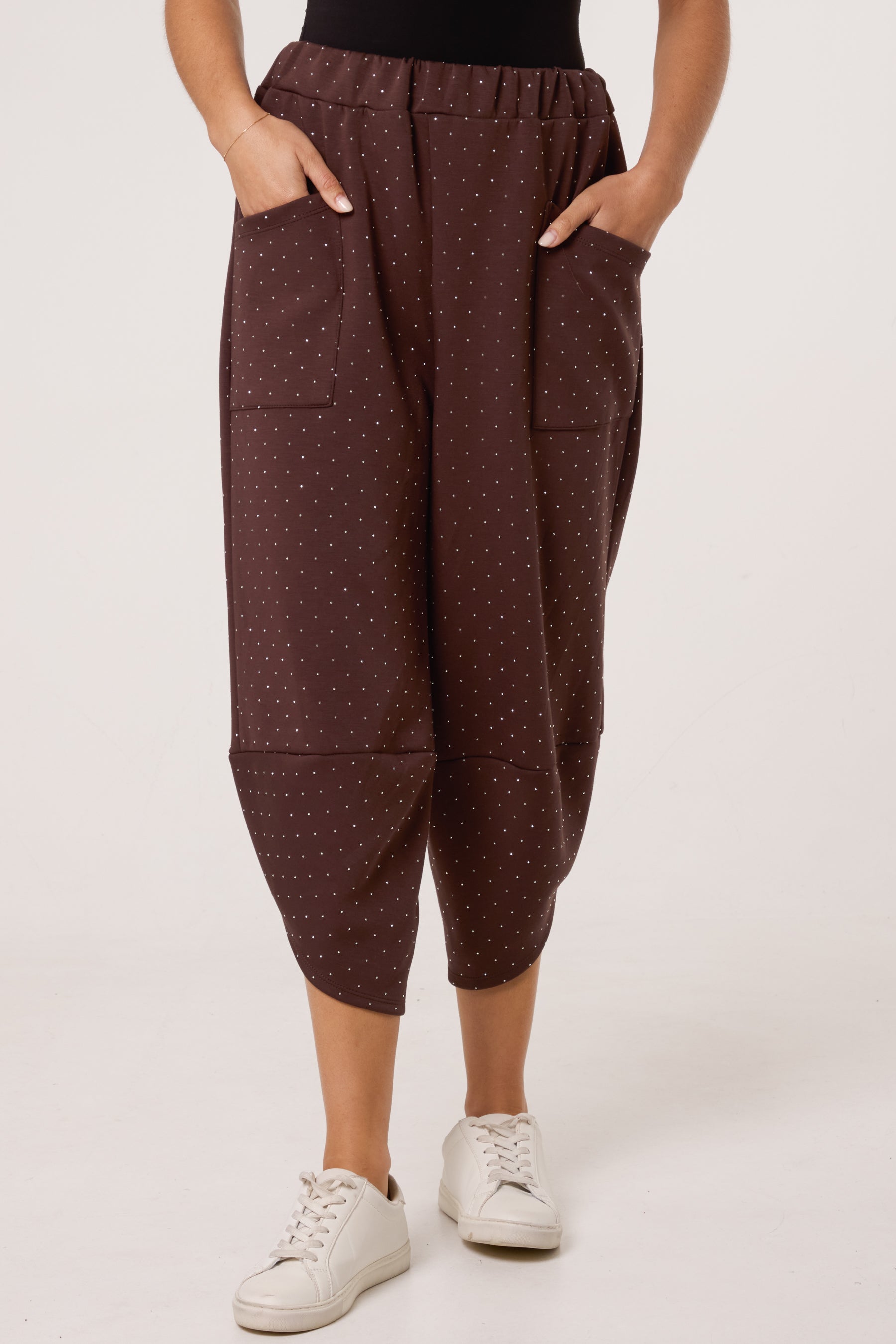 Diamante Soft Touch Barrel Trousers