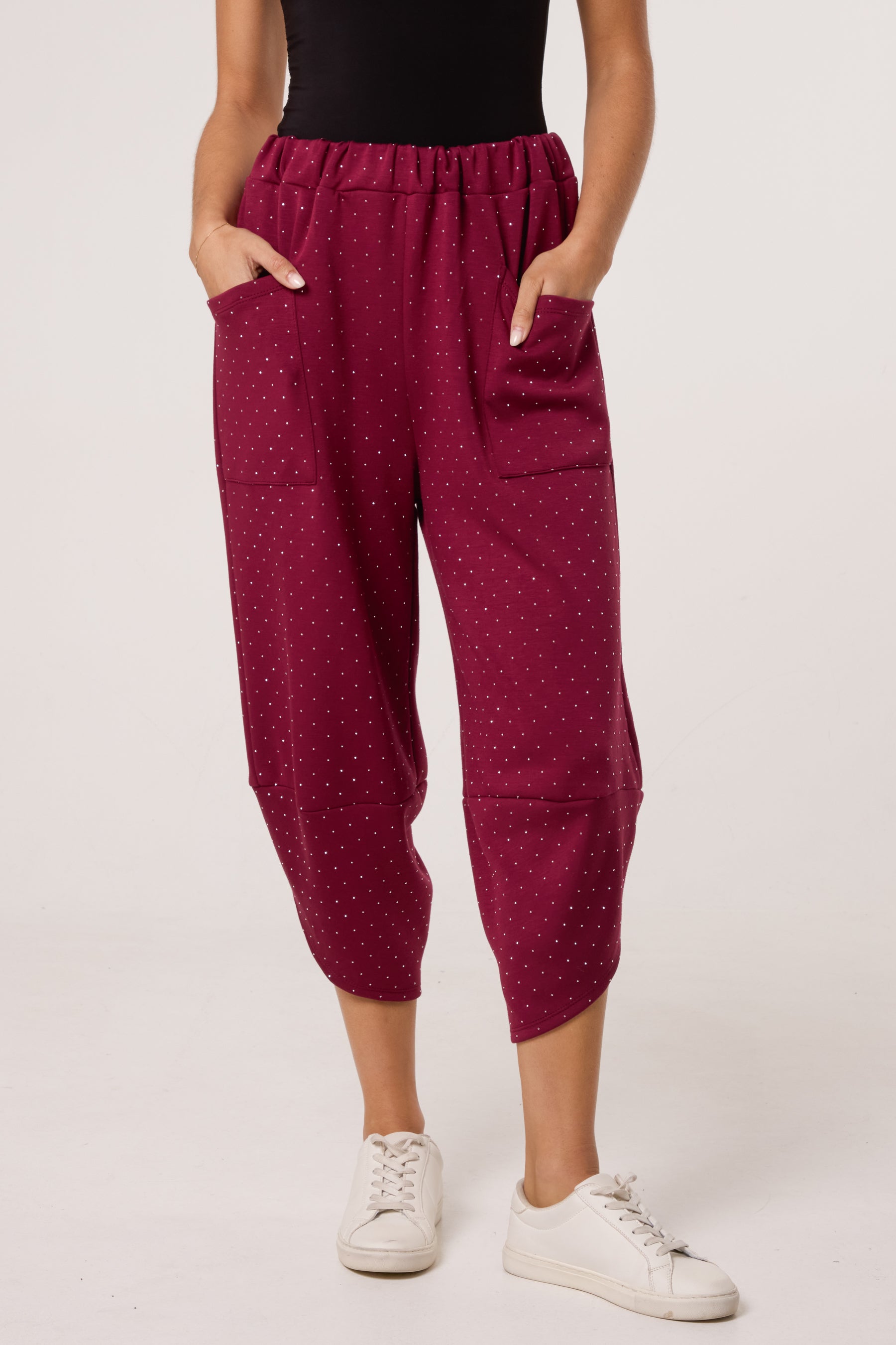 Diamante Soft Touch Barrel Trousers