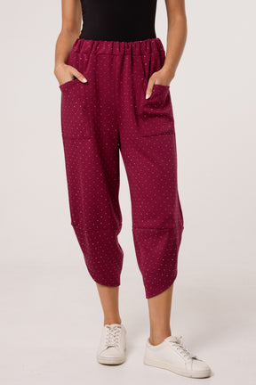 Diamante Soft Touch Barrel Trousers