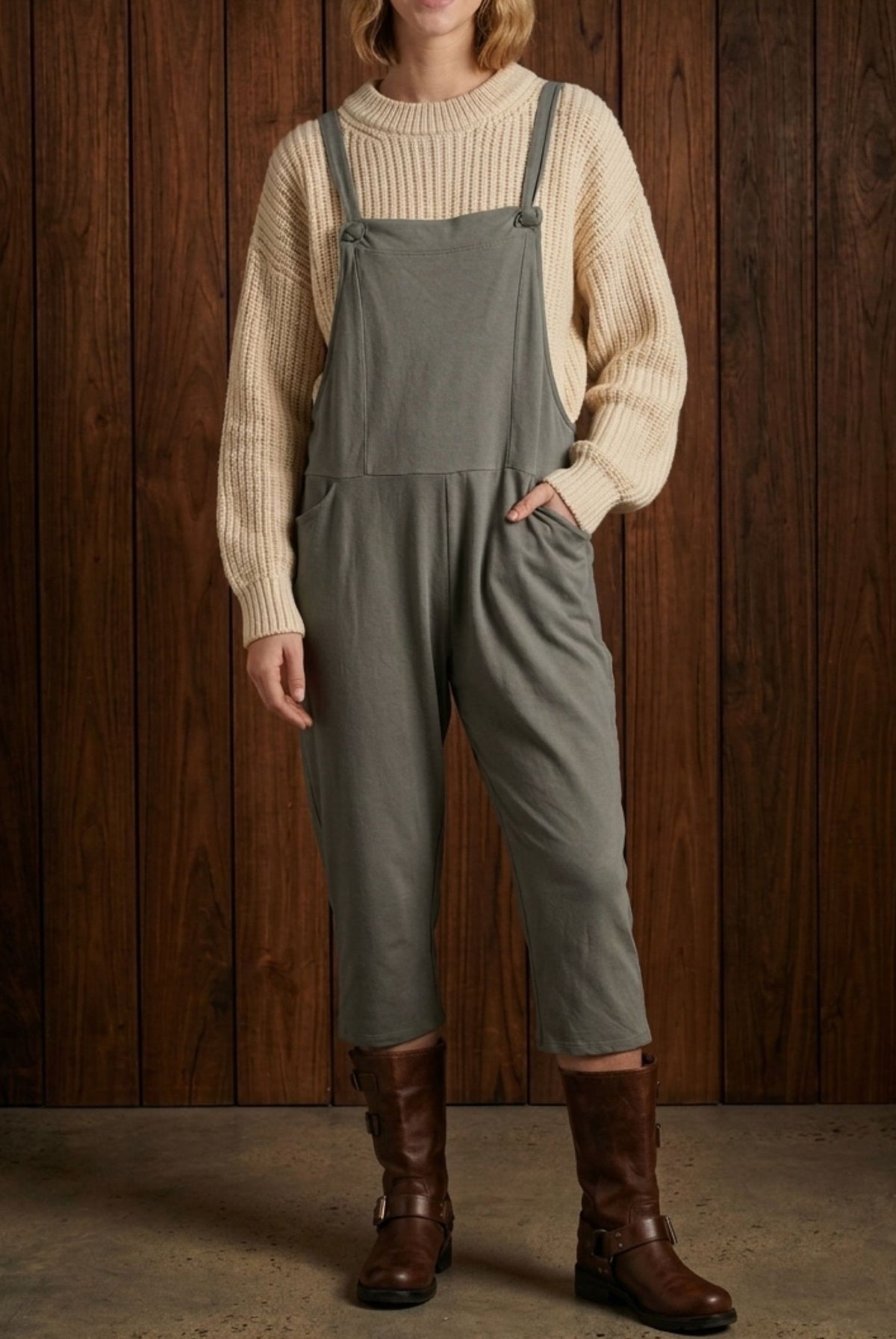 Bow Detail Plain Dungarees