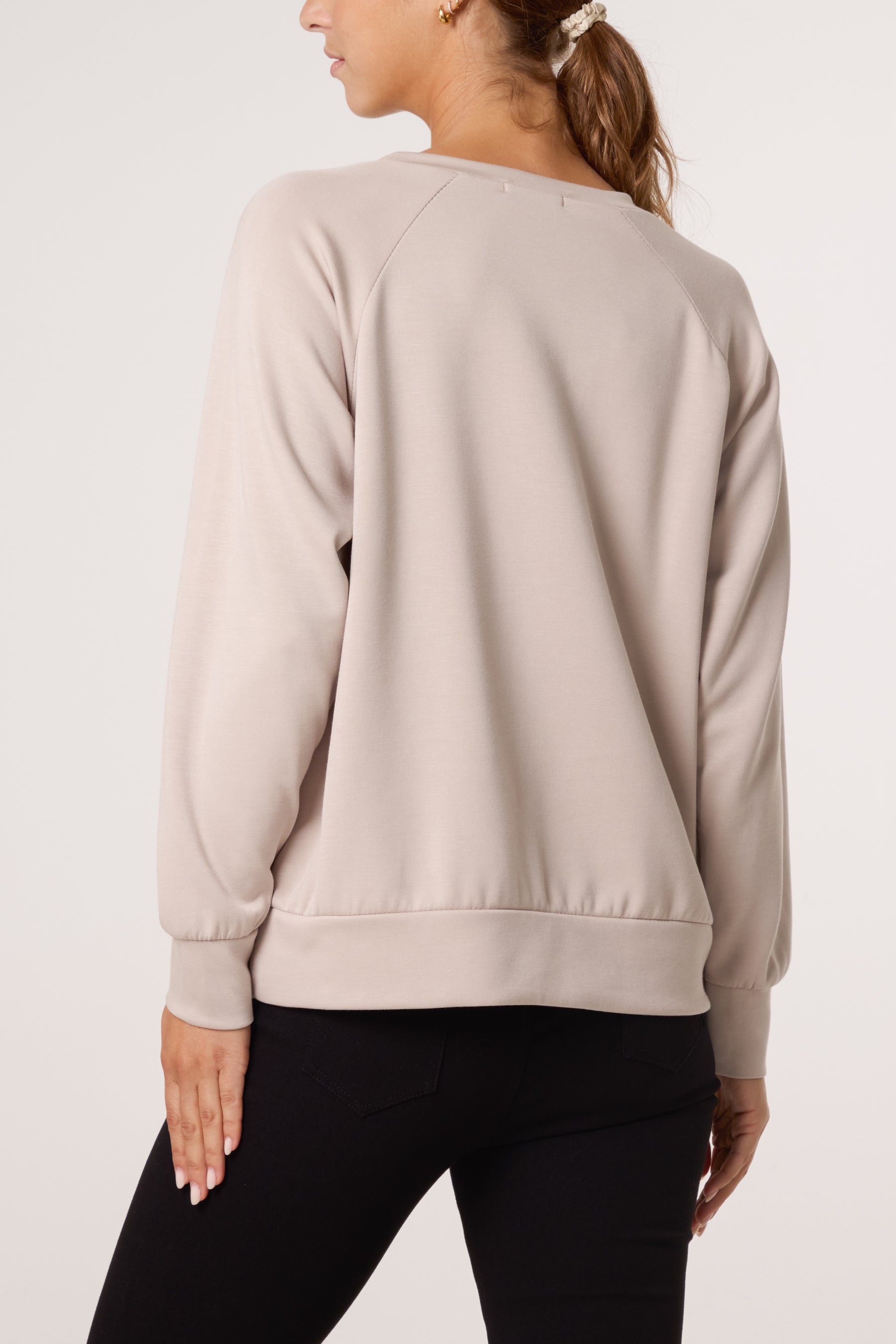Diamante Bow Round Neck Sweatshirt