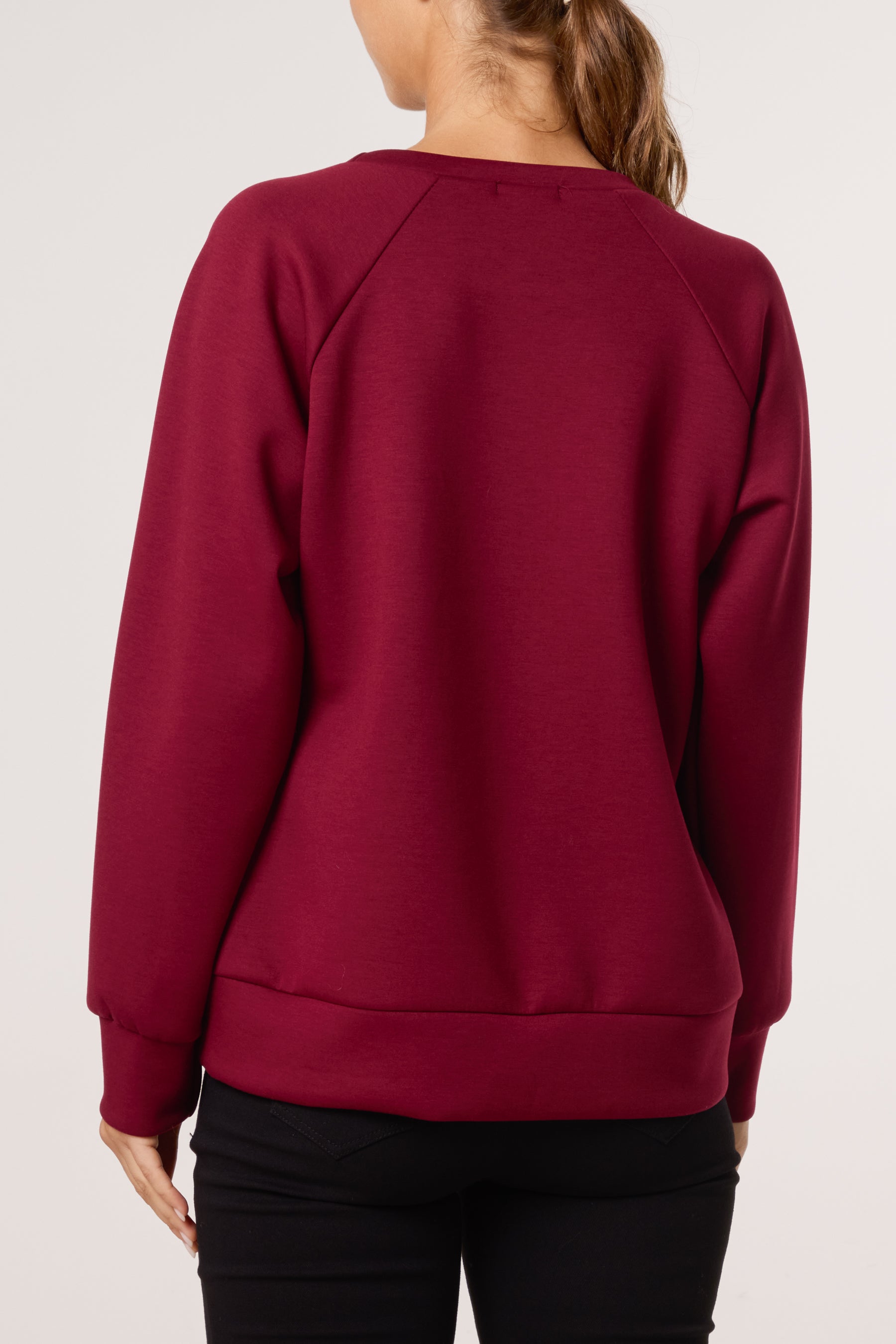 Diamante Bow Round Neck Sweatshirt