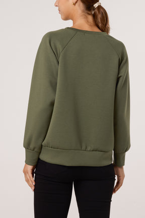 Diamante Bow Round Neck Sweatshirt