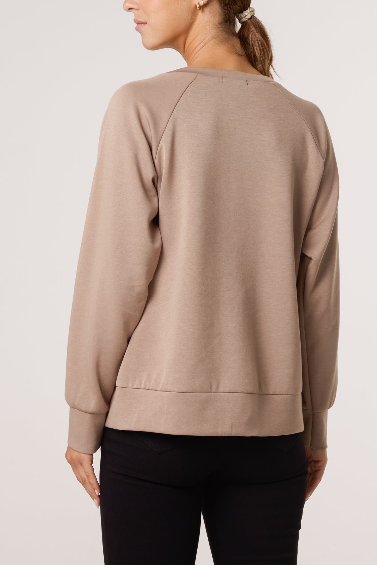 Diamante Bow Round Neck Sweatshirt