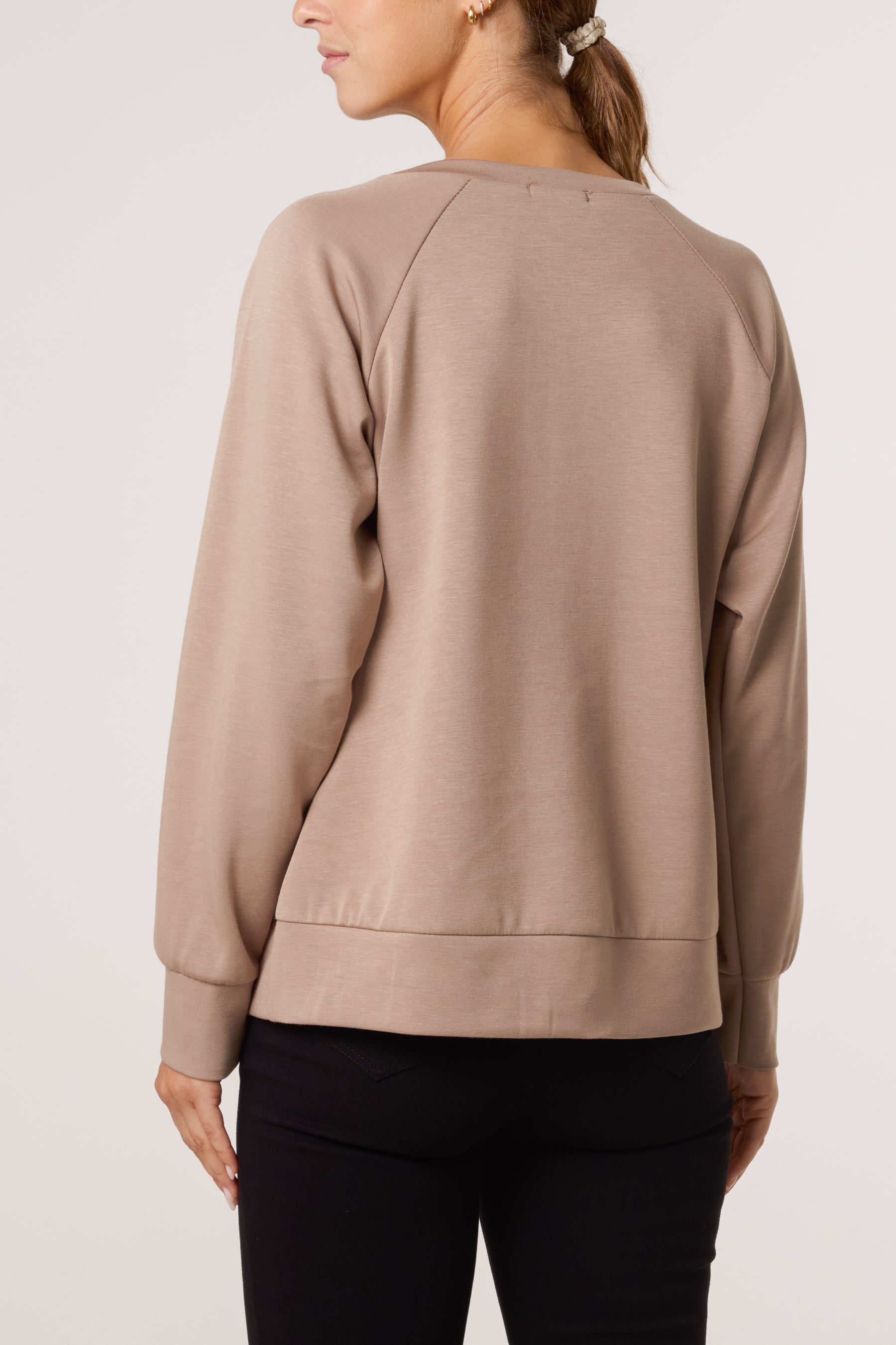 Diamante Bow Round Neck Sweatshirt