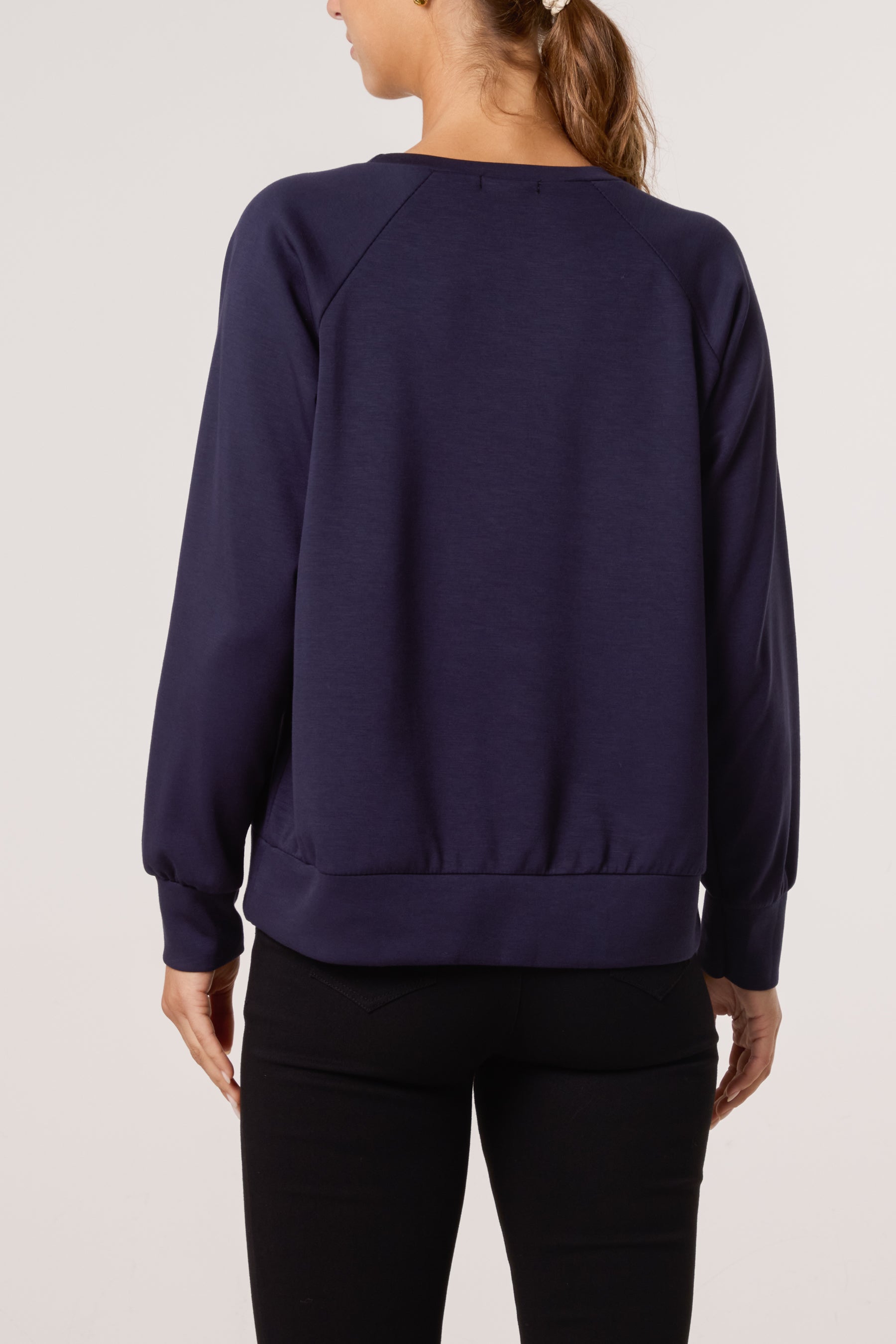 Diamante Bow Round Neck Sweatshirt