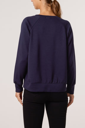 Diamante Bow Round Neck Sweatshirt