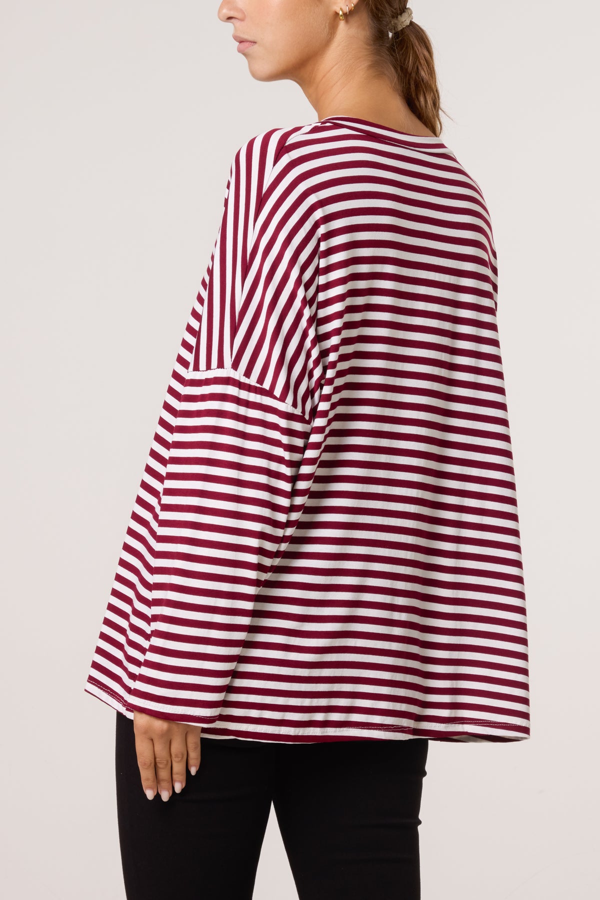 V-Neck Stripe Long Sleeve T-Shirt