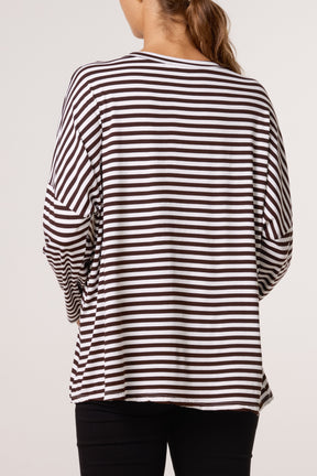 V-Neck Stripe Long Sleeve T-Shirt
