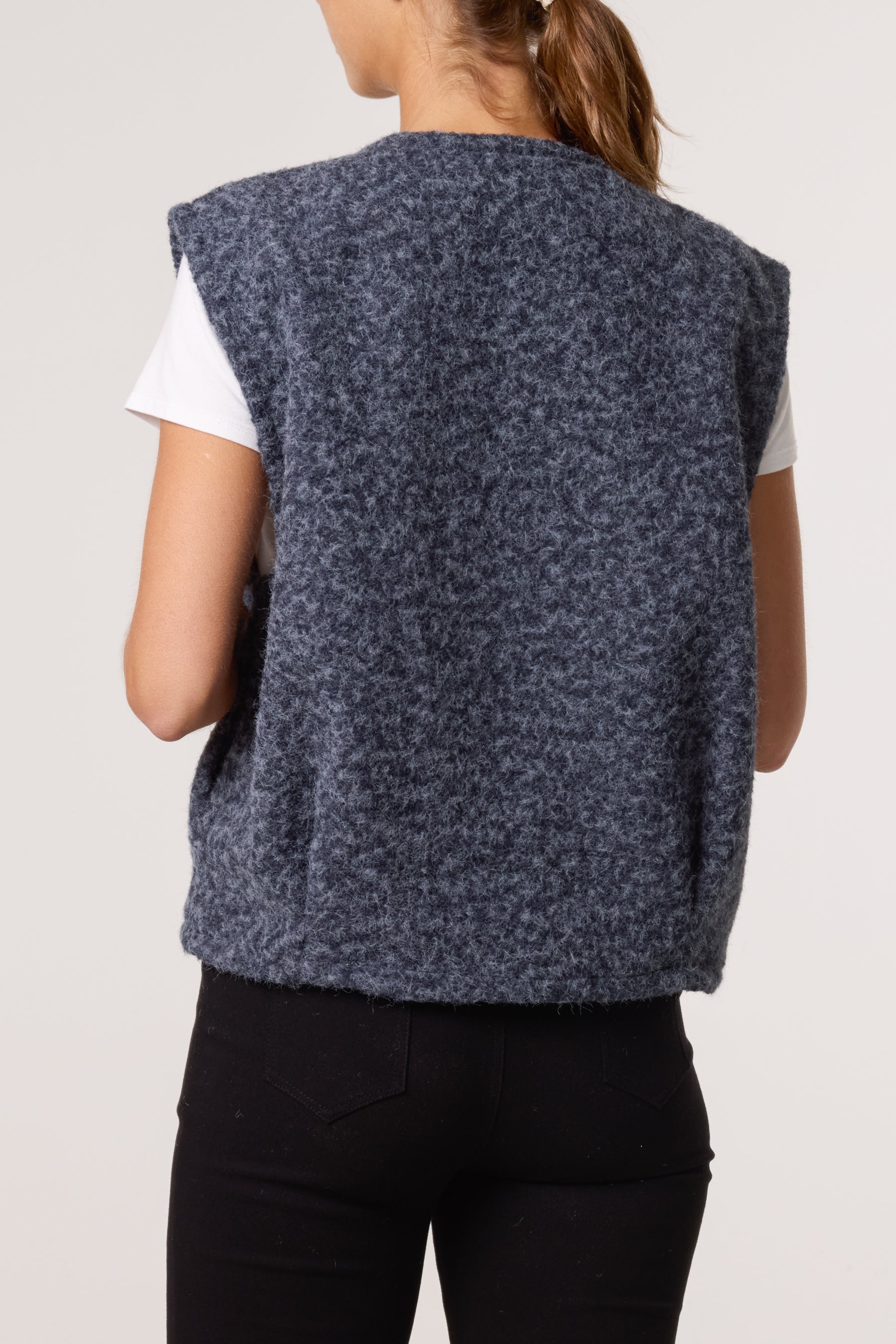 Gold Brooch Wool Blend Vest