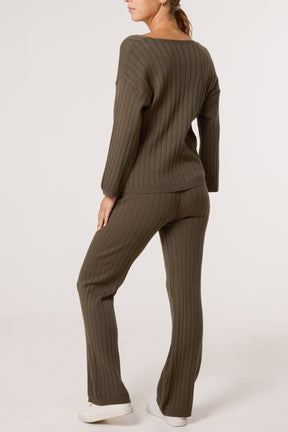Ribbed Knit Jumper & Trousers Set
