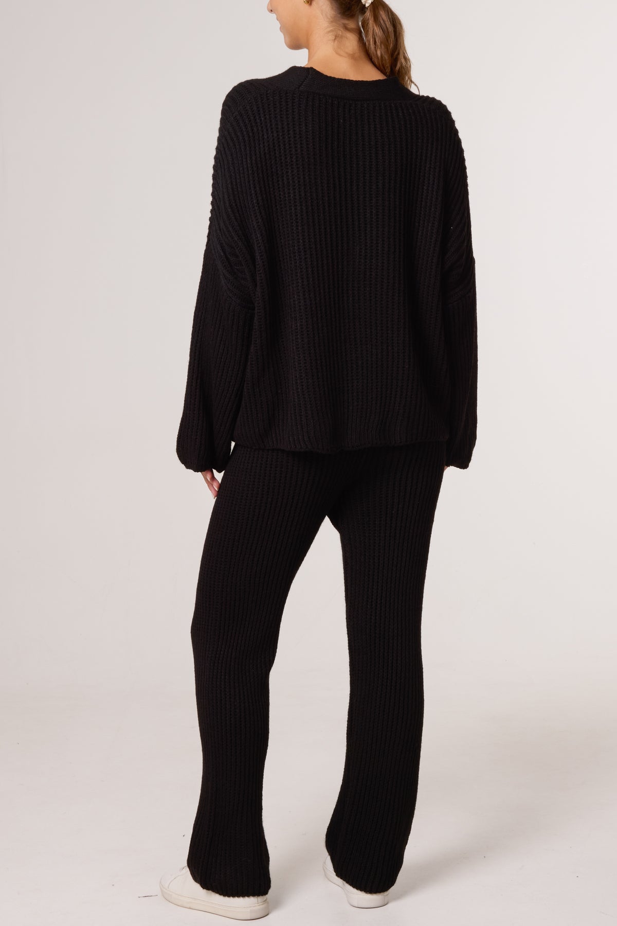 Ribbed Knit Cardigan & Trousers Set