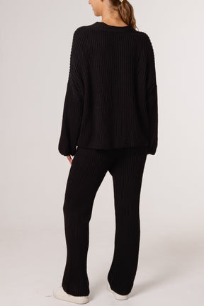 Ribbed Knit Cardigan & Trousers Set