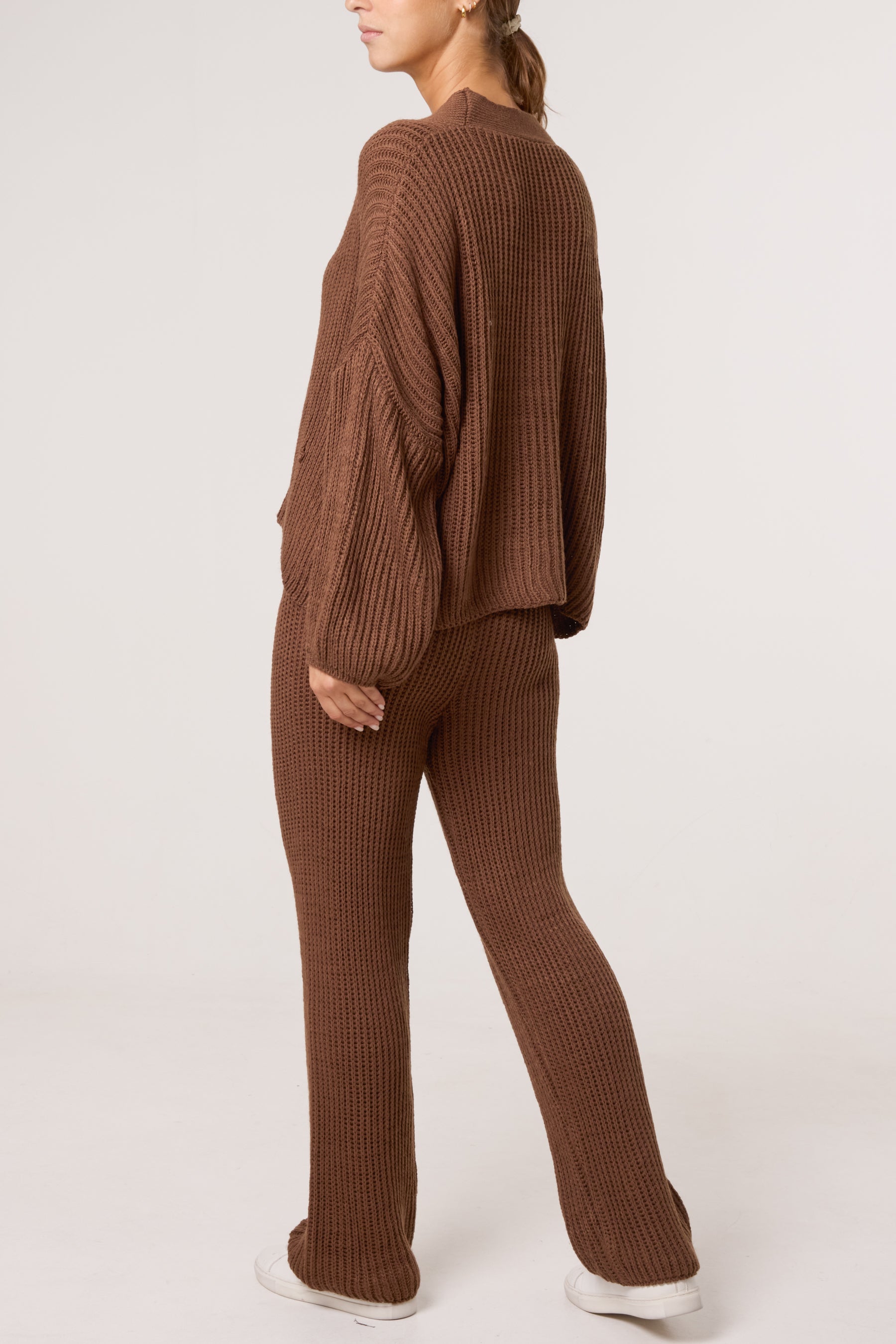 Ribbed Knit Cardigan & Trousers Set