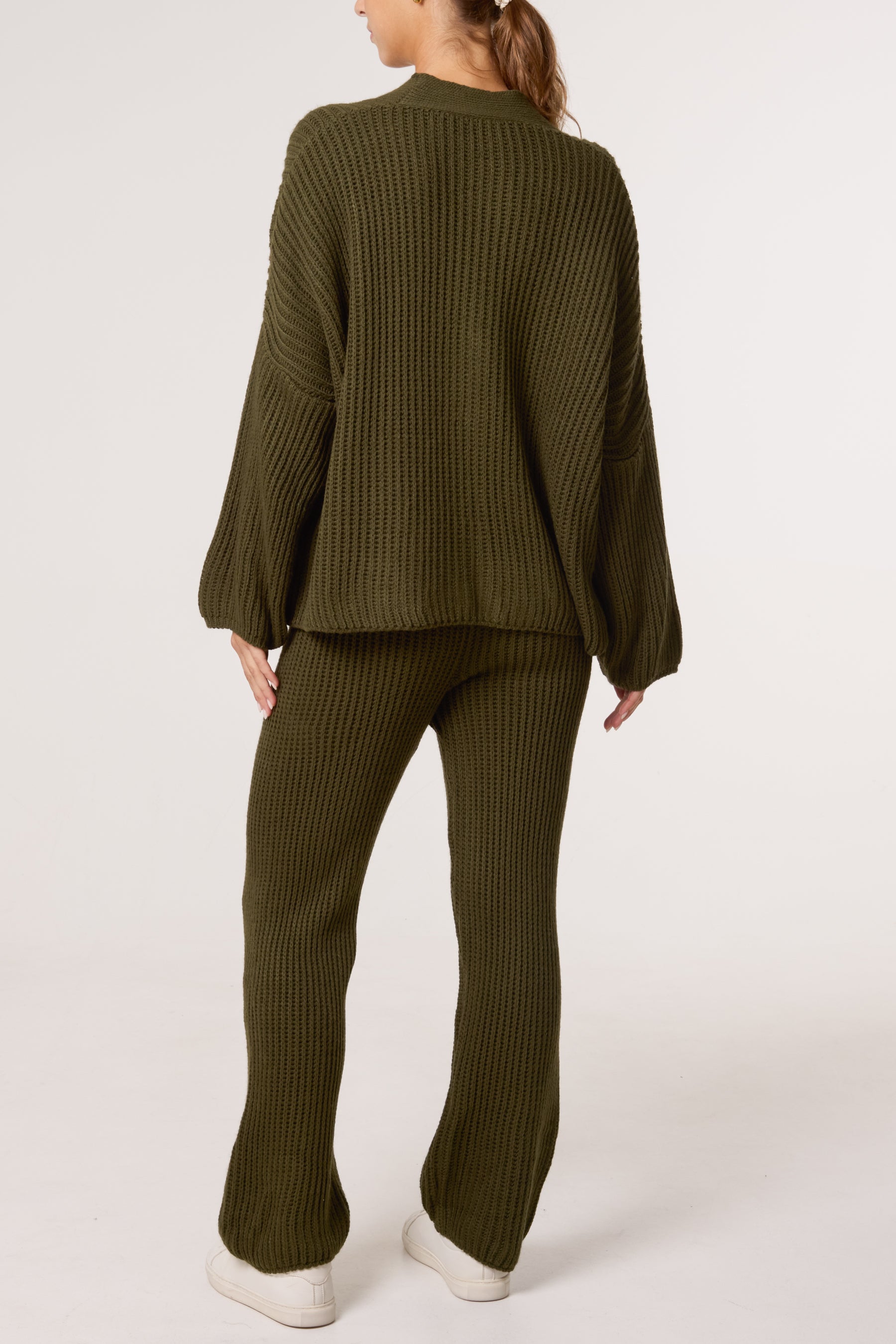 Ribbed Knit Cardigan & Trousers Set