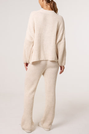 Ribbed Knit Cardigan & Trousers Set