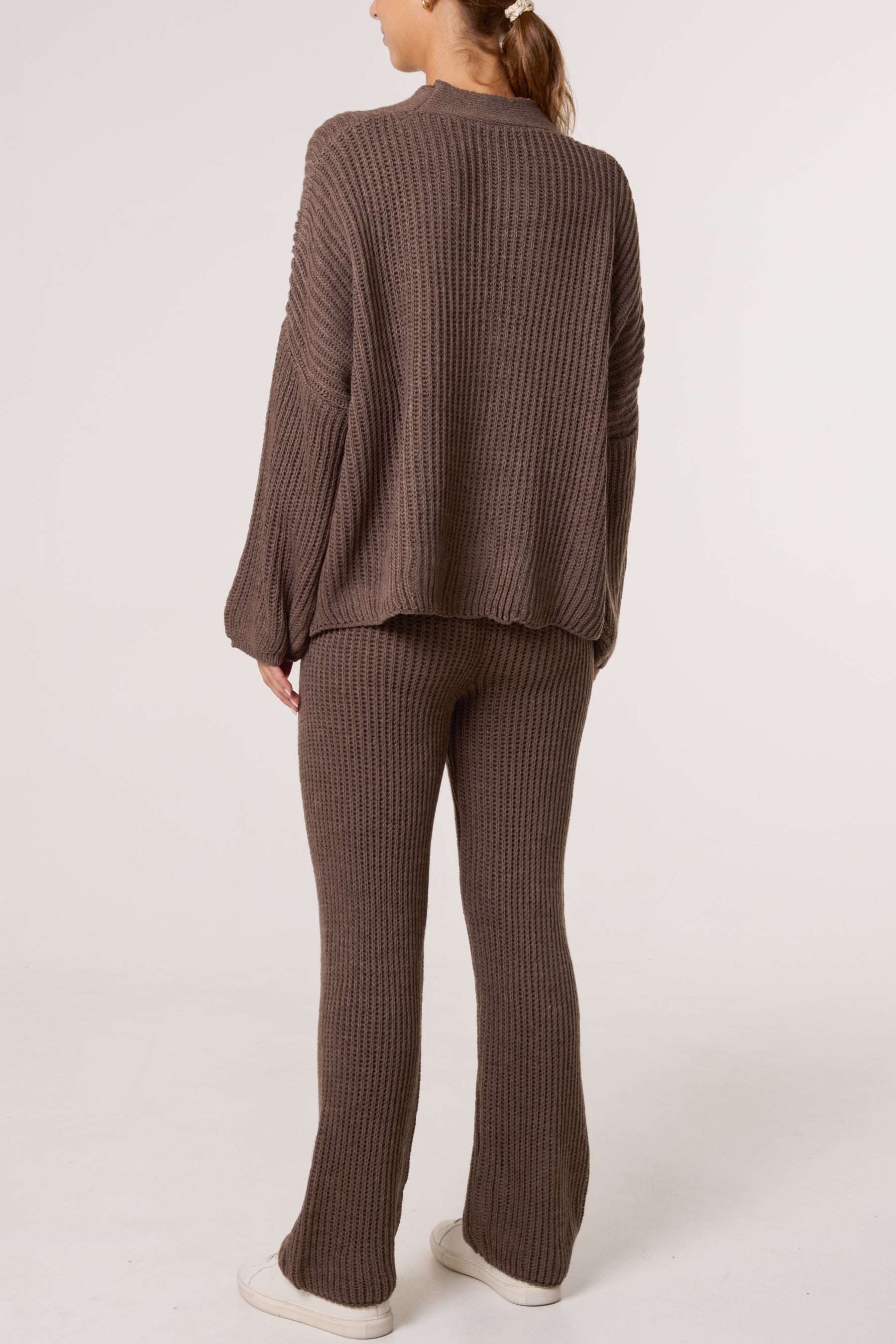 Ribbed Knit Cardigan & Trousers Set