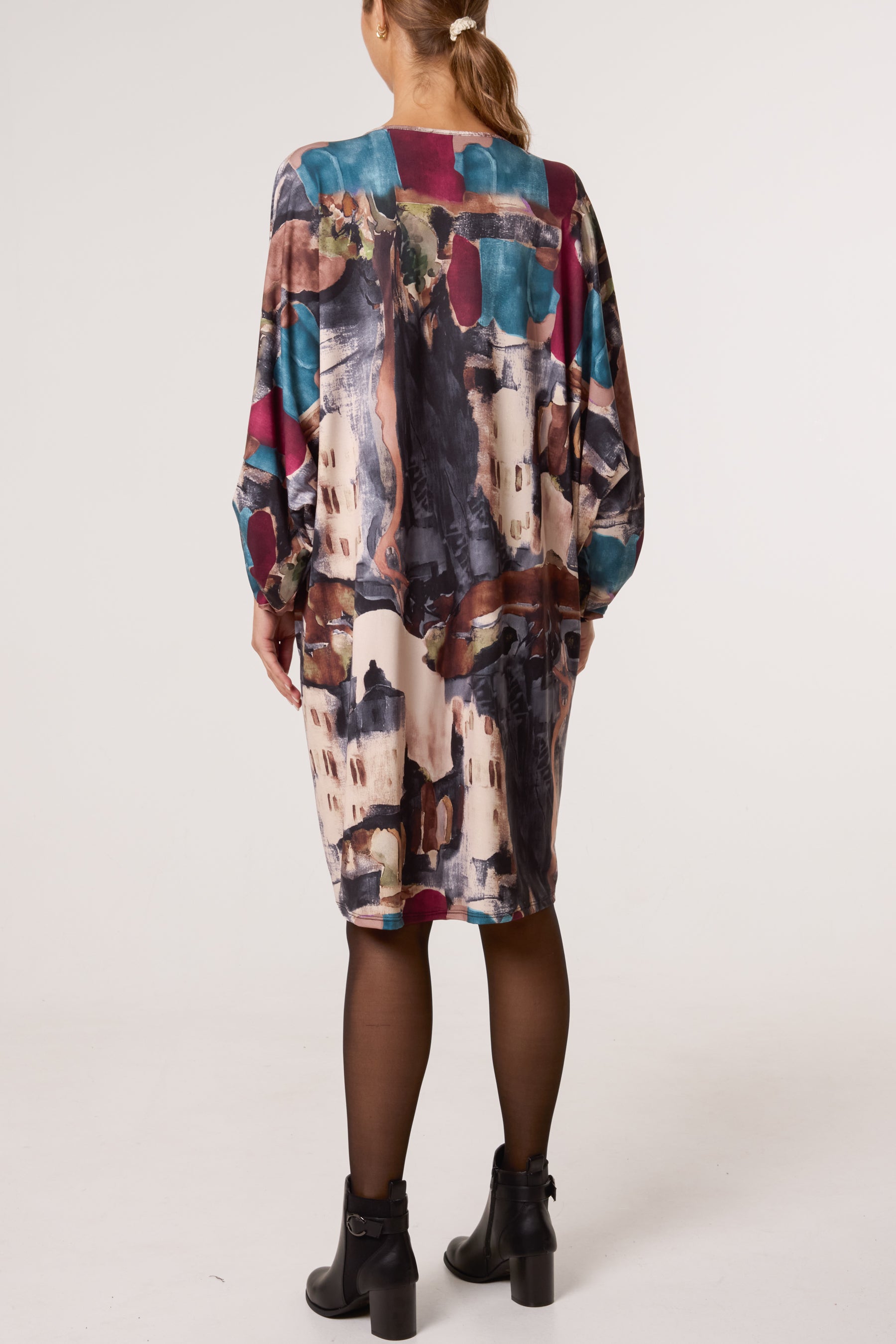Landscape Print Twist Knot Mini Dress