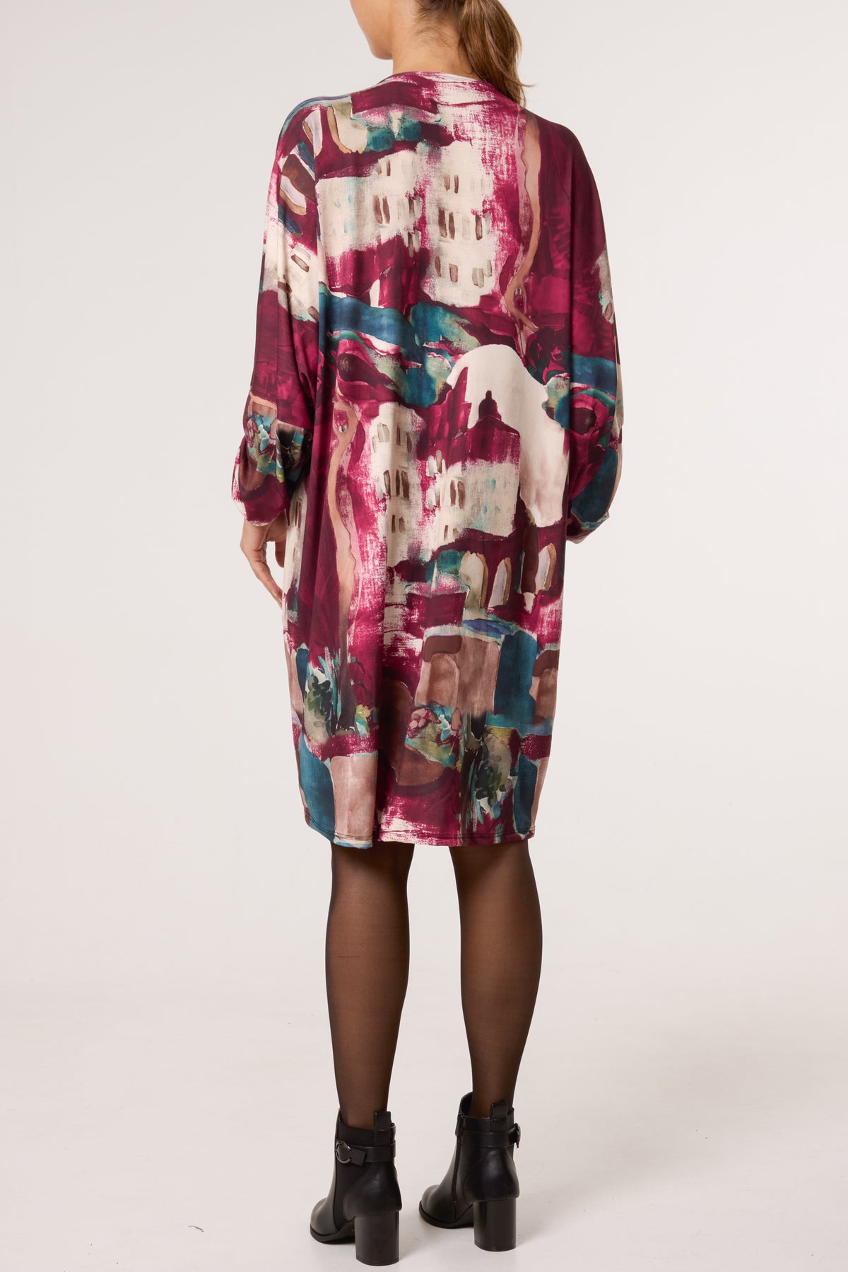 Landscape Print Twist Knot Mini Dress