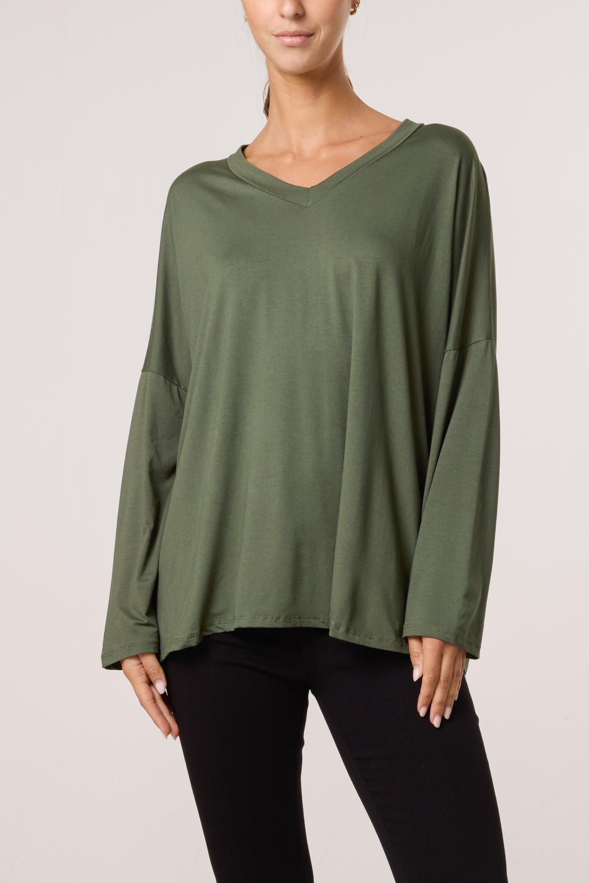 V-Neck Long Sleeve Basic T-Shirt