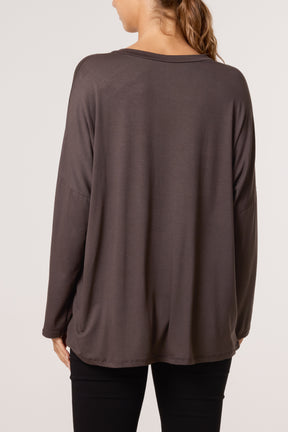 V-Neck Long Sleeve Basic T-Shirt