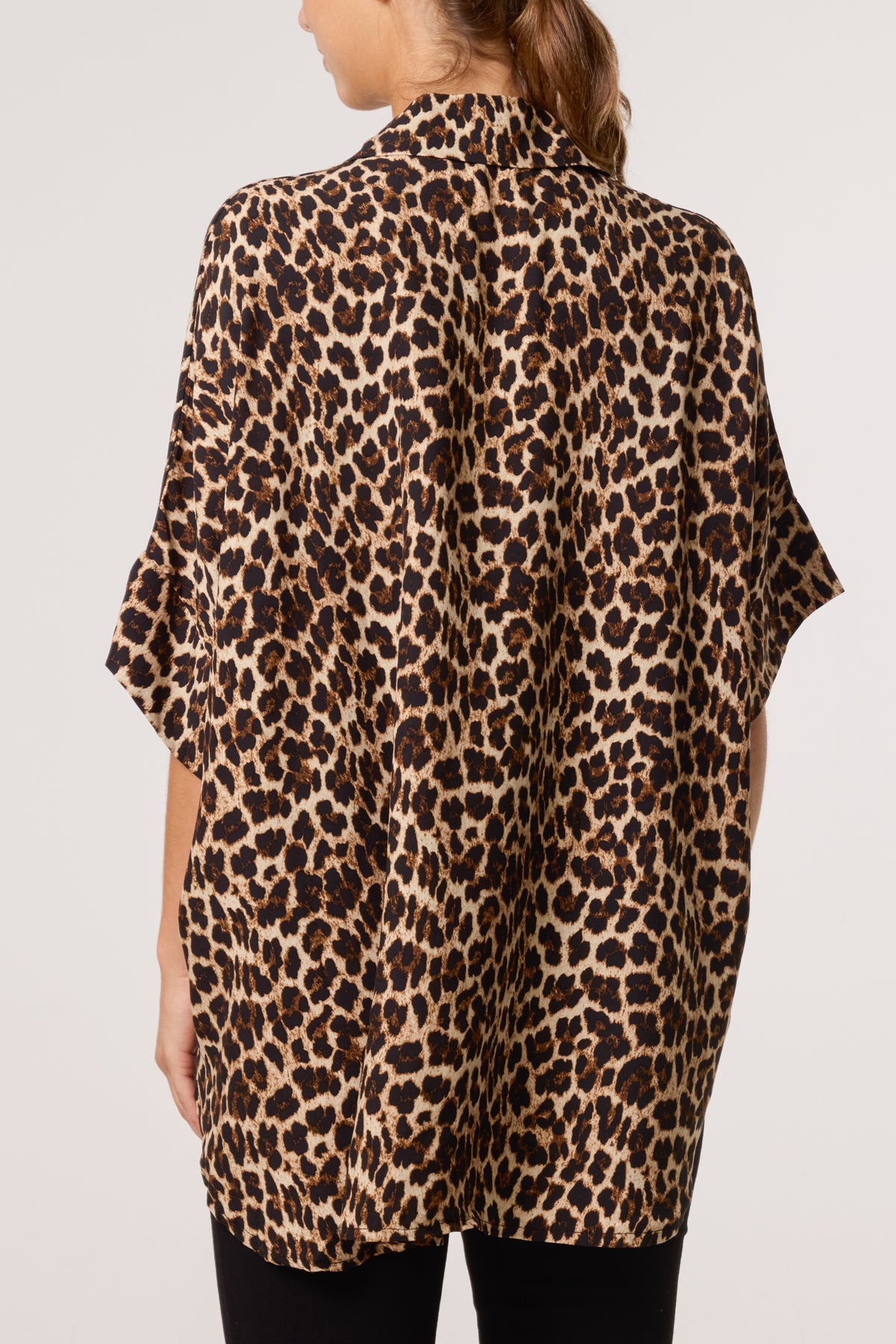 Brooch Detail Leopard Print Shirt