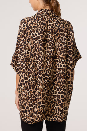 Brooch Detail Leopard Print Shirt