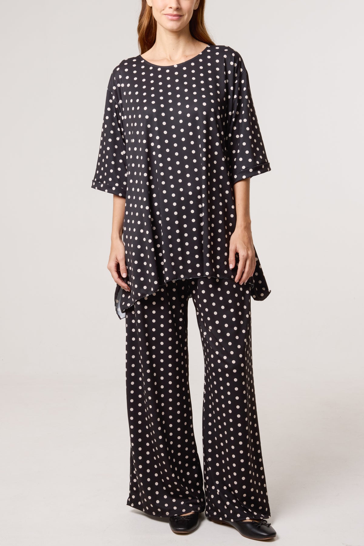 Polka Dot Jersey Top & Trousers Set