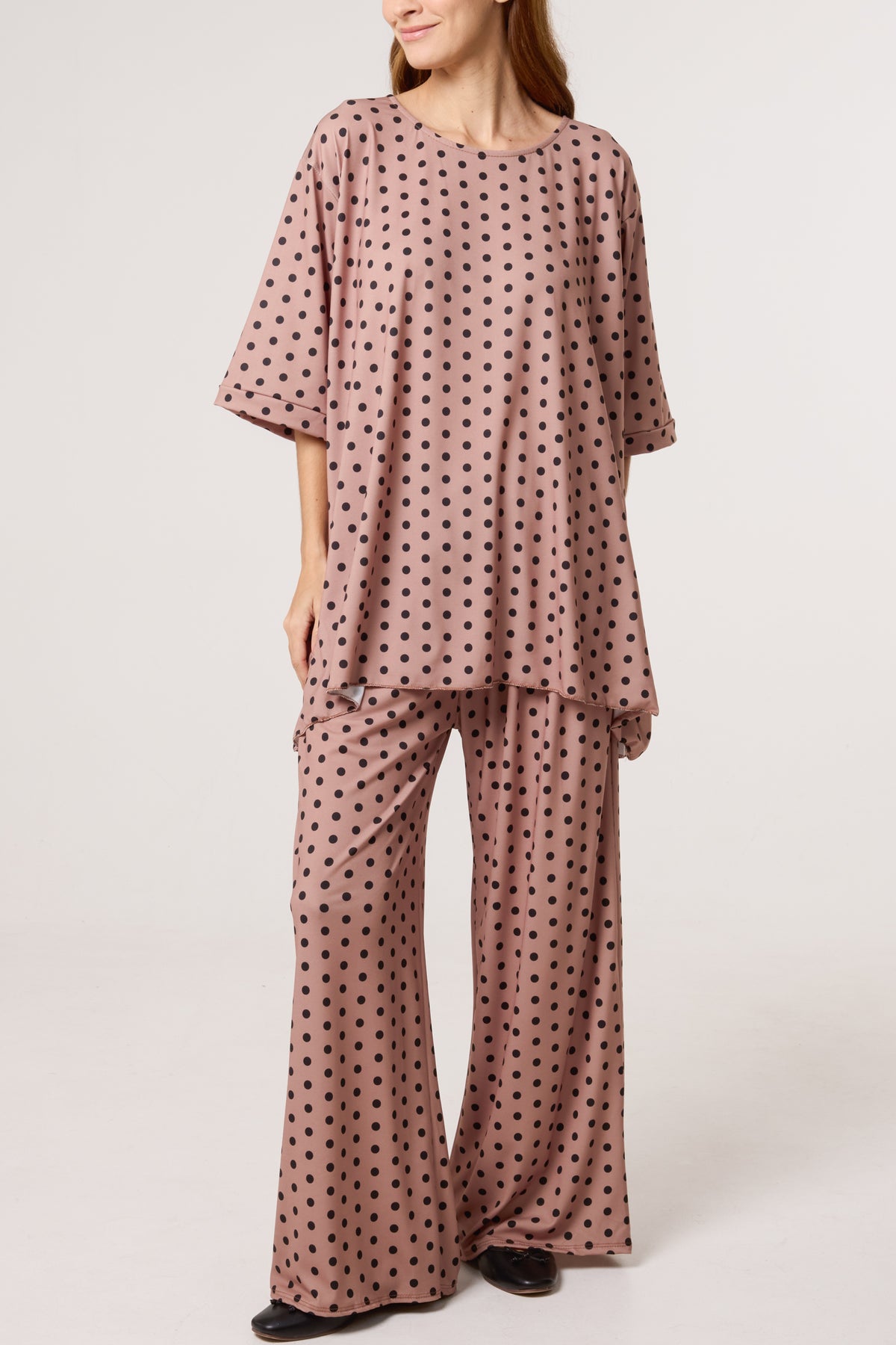 Polka Dot Jersey Top & Trousers Set